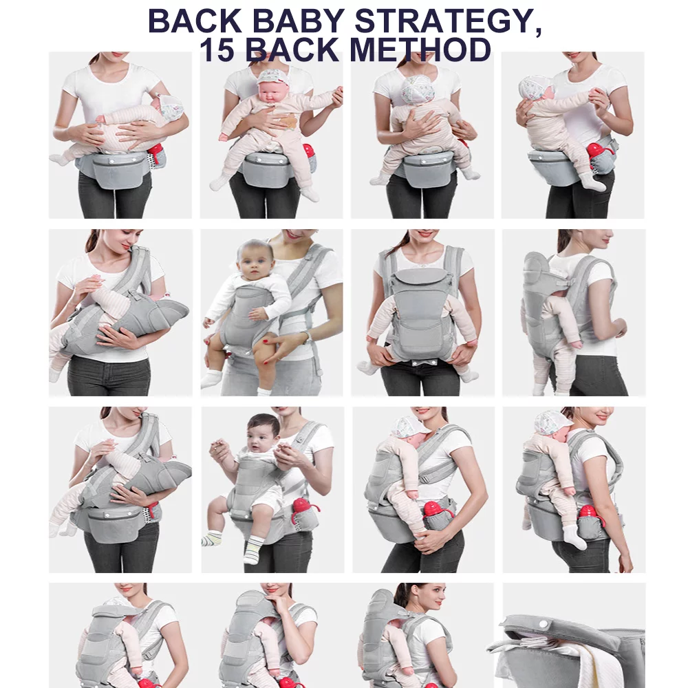 JUMPER Baby Carrier 6 in 1 Convertible Baby Carrier with Hip Seat for Newborn to Toddler, Red - Womvr