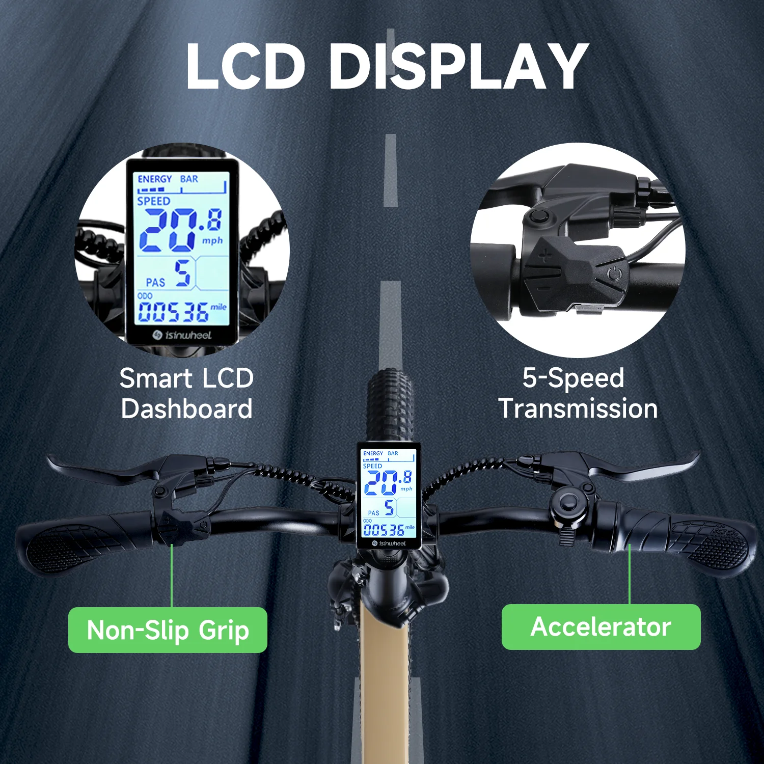 isinwheel U5-W Electric Bike Adult 500W, 20MPH, Max Range 45+ Mile E Bike, 20