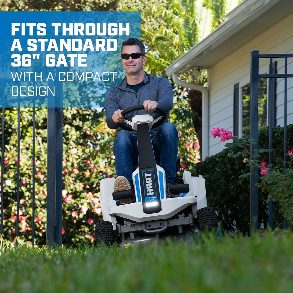 HART 80-Volt 30-inch Deck Lithium-Ion Riding Lawn Mower Kit, (1) Super Charger - Womvr