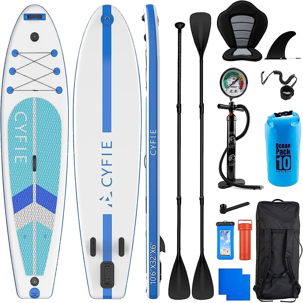 Paddle Board for Adult, Inflatable Surfboard Fishing Standup Cyfie Paddle Board 10.6 ft - Womvr