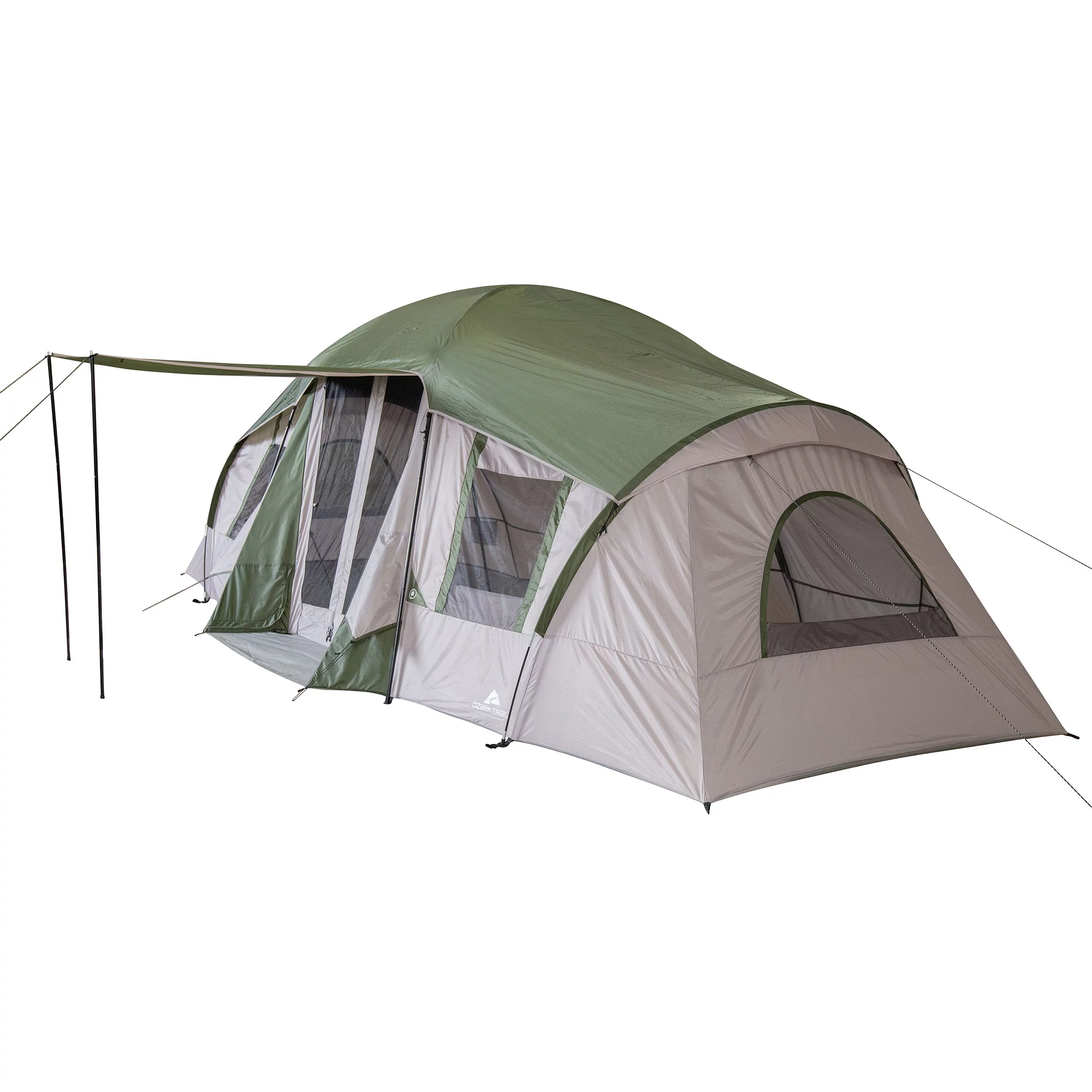 Ozark Trail 10-Person 3-Room Vacation Tent, with Shade Awning - Womvr