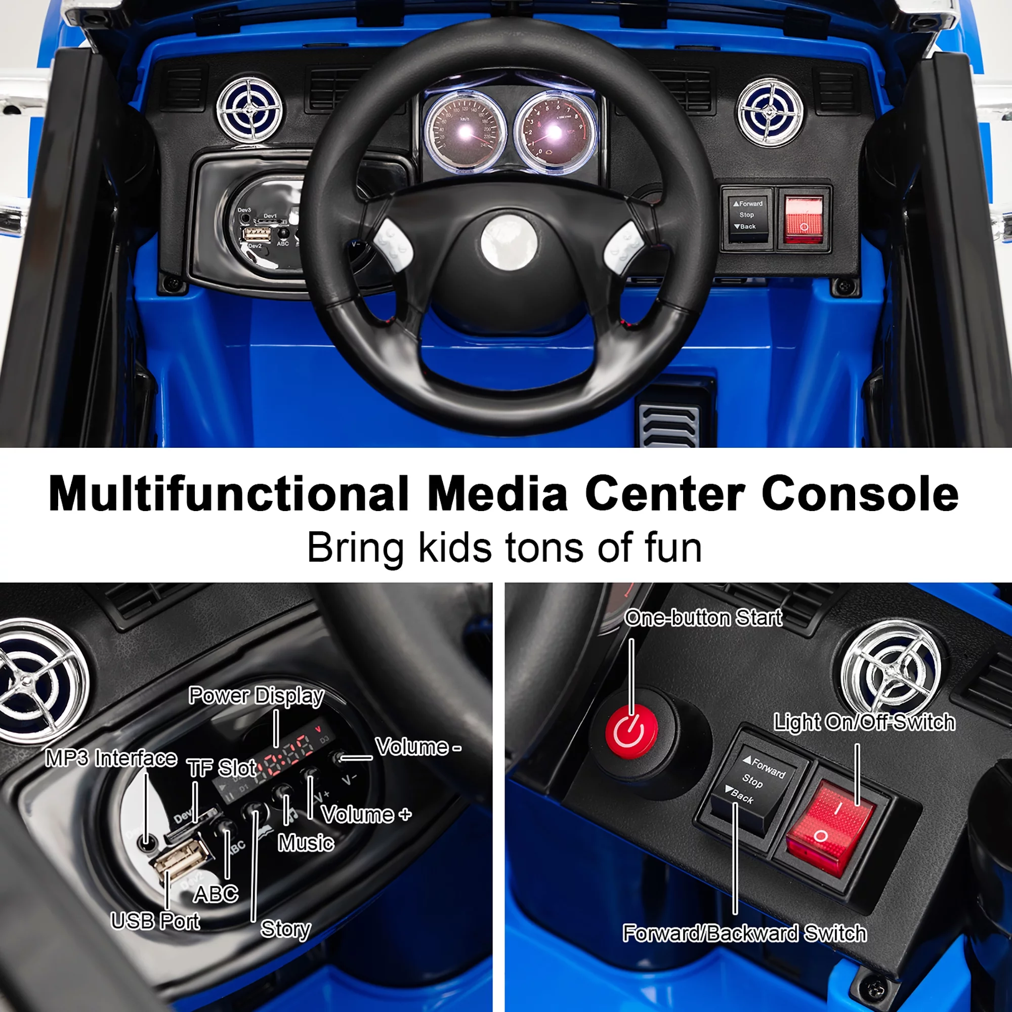 Costway 12V Licensed Freightliner Kids Ride On Truck Car RC w/ Dump Box & Lights Red - Womvr