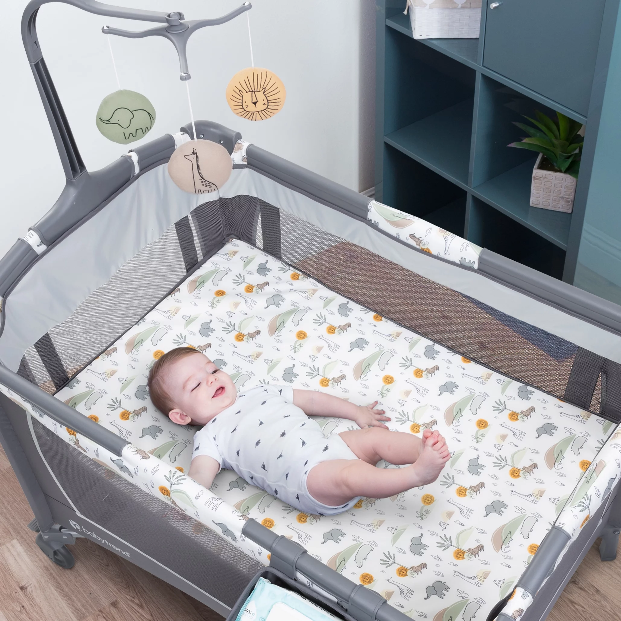 Baby Trend Nursery Center Playard - Animal Jubilee, Grey, Infant - Womvr