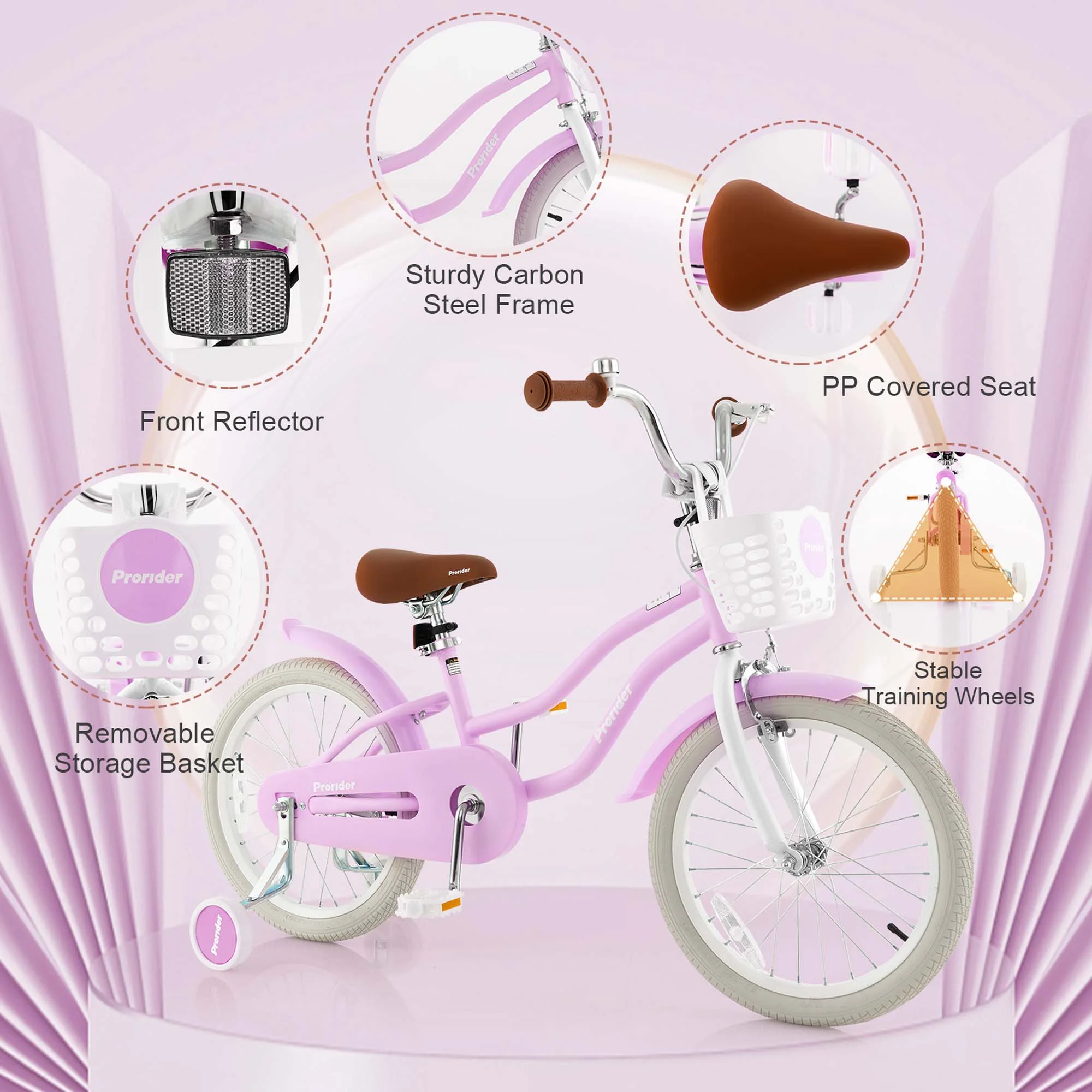 Costway 18'' Kids Bike Toddler Bicycle with Training Wheel Kickstand for 4-8 Years Old Pink - Womvr