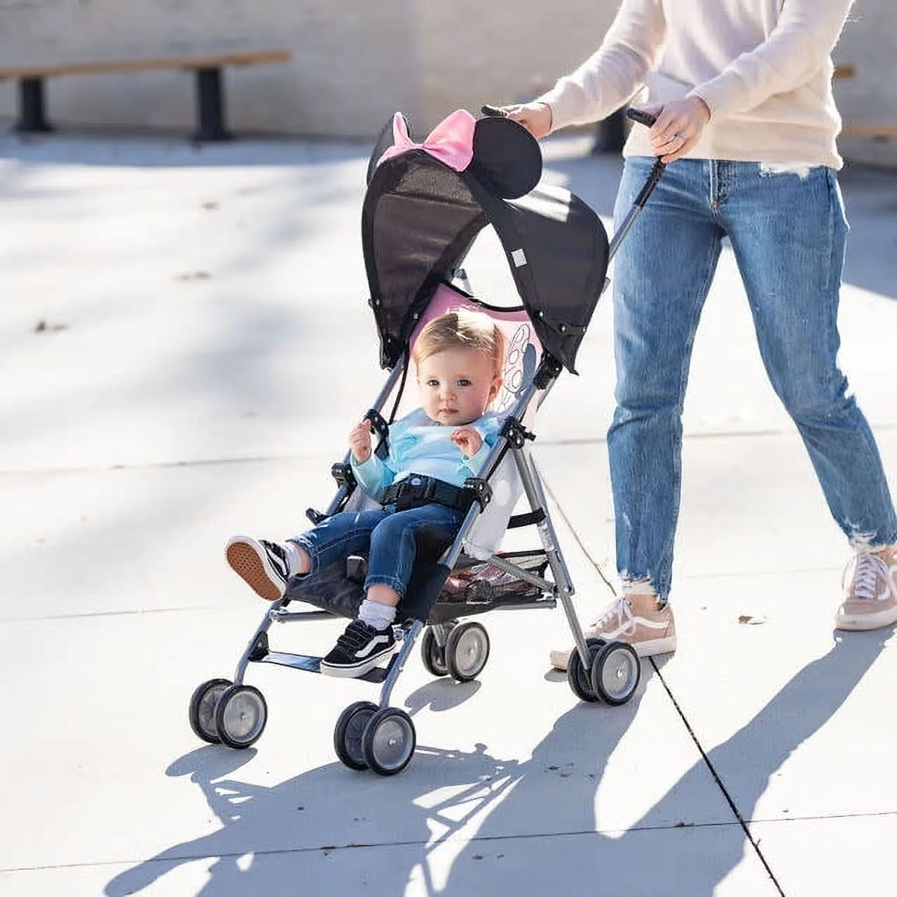 Disney Baby Comfort Height Character Umbrella Stroller with Basket, Modern Minnie - Womvr
