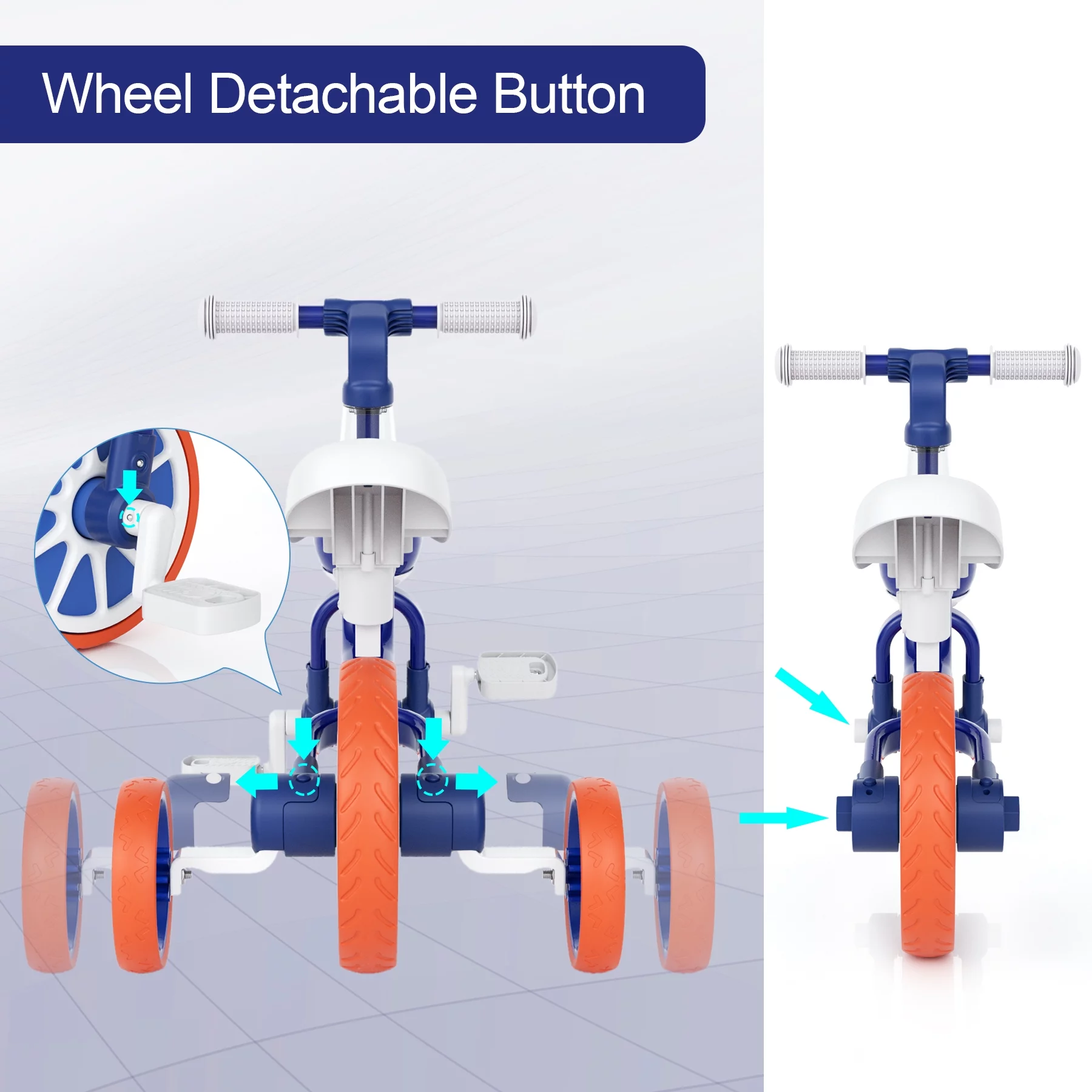 XJD 5 in 1 Toddler Tricycle for 1-5 Years Old Boys Girls Toddler Bike Kids Trikes for Balance Training Baby Bike Infant Trike - Womvr