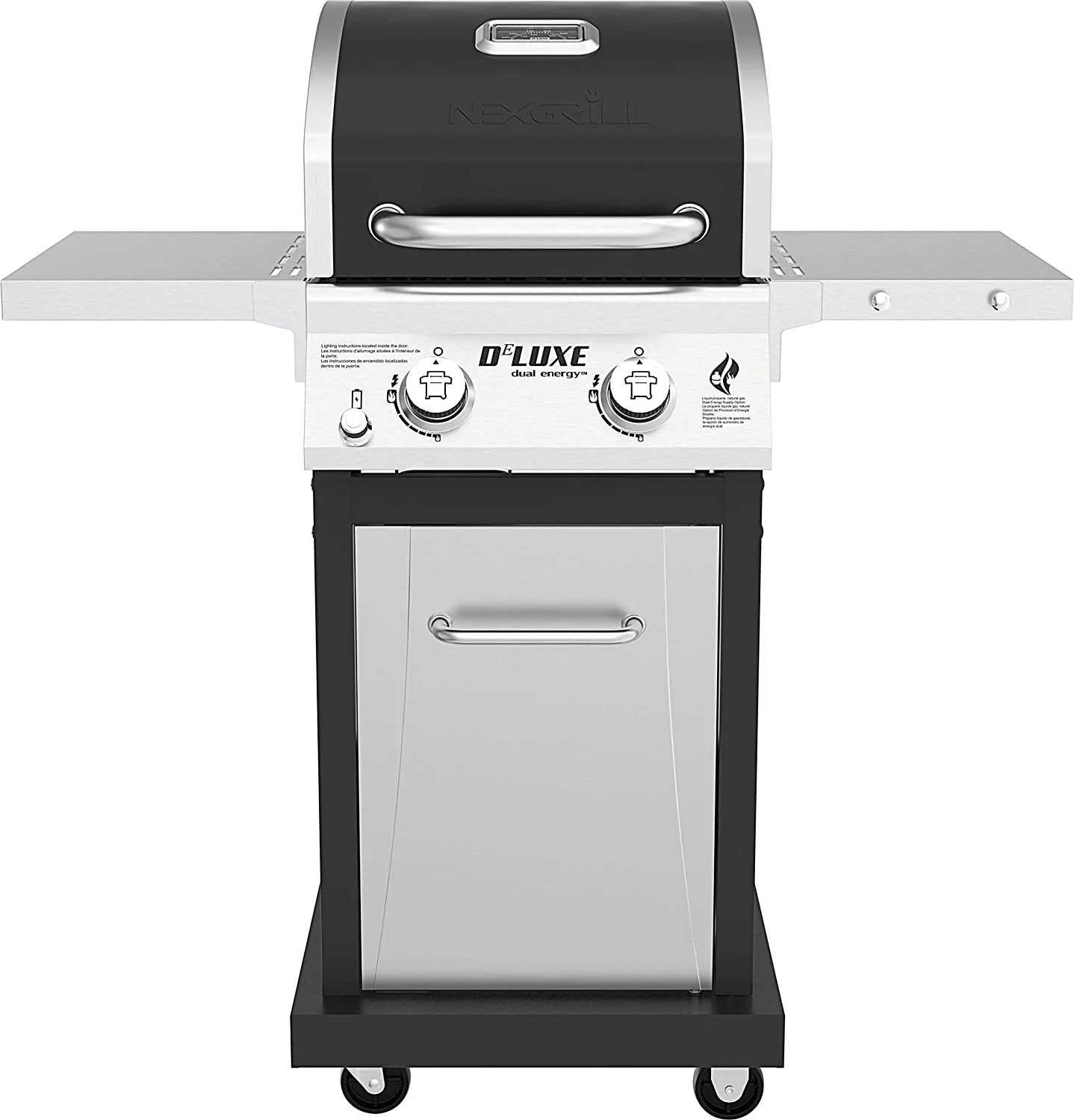 Nexgrill Deluxe 2-Burner Propane Gas Grill w/ 2 Foldable Shelves, Outdoor Cooking, Patio, BBQ, Silver & Black, 720-0864RA - Womvr