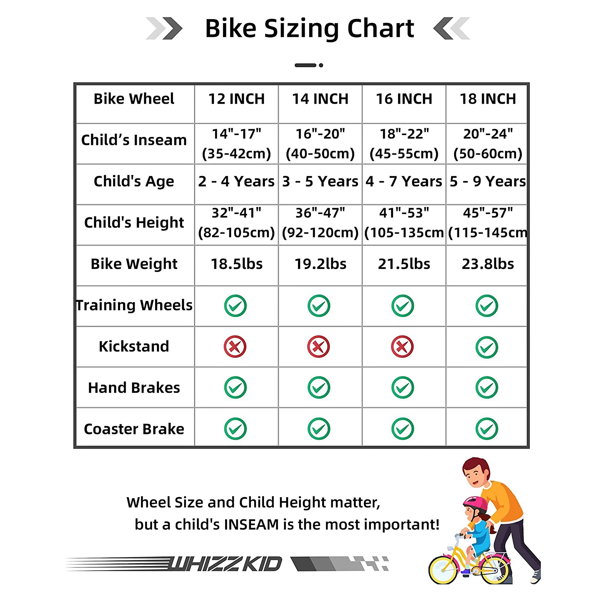 JOYSTAR Whizz Bike for Ages 4-7 with Training Wheels, 16