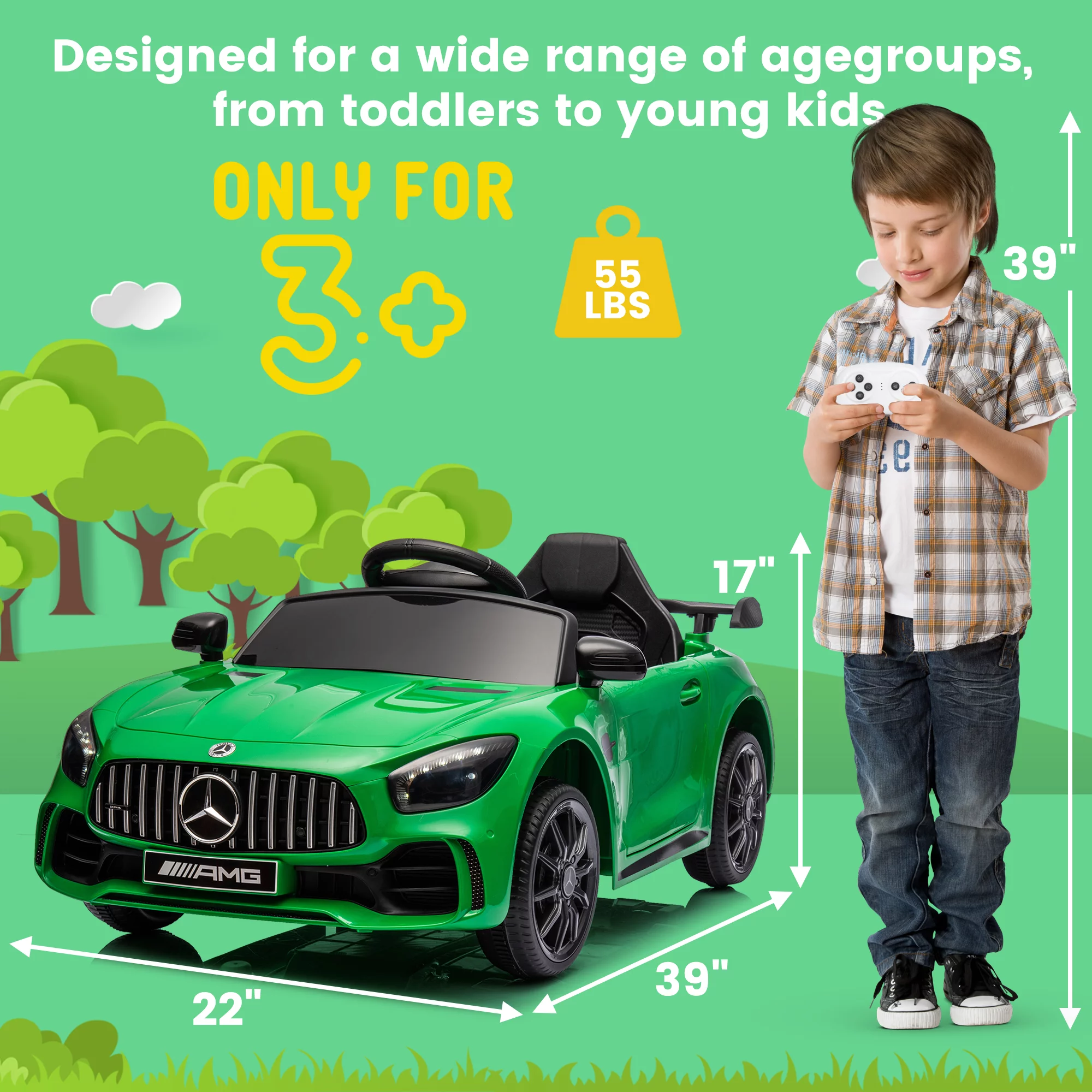 Seizeen 12V Kids Ride On Cars Battery Powered, Lamborghini Ride on Toy w/ Remote Control, 3 Speeds, Music Player, Ride On Cars for Kids As Best Gift for Girls Boys, Pink - Womvr