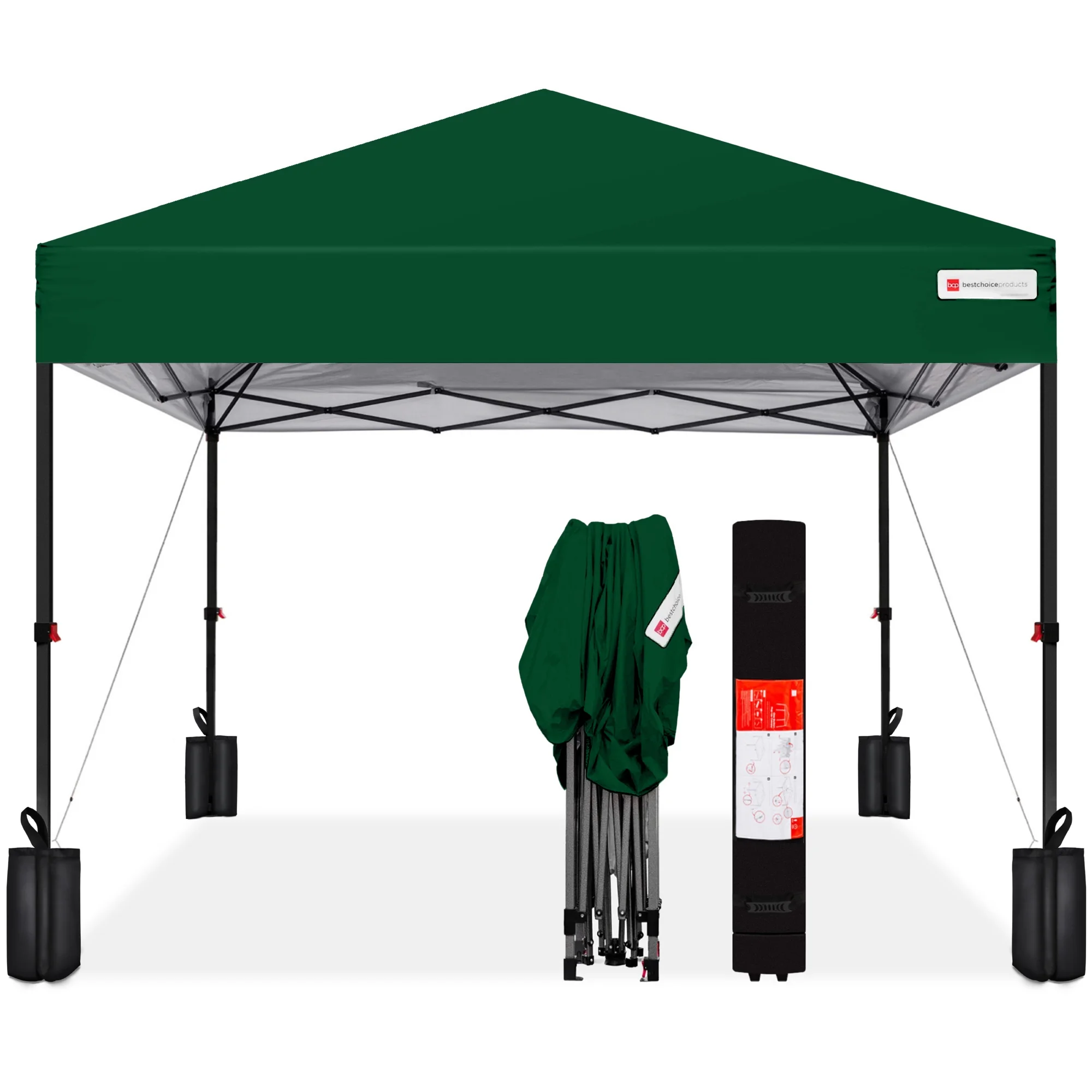 Best Choice Products 10x10ft Easy Setup Pop Up Canopy w/ 1-Button Setup, Wheeled Case, 4 Weight Bags - Cerulean - Womvr