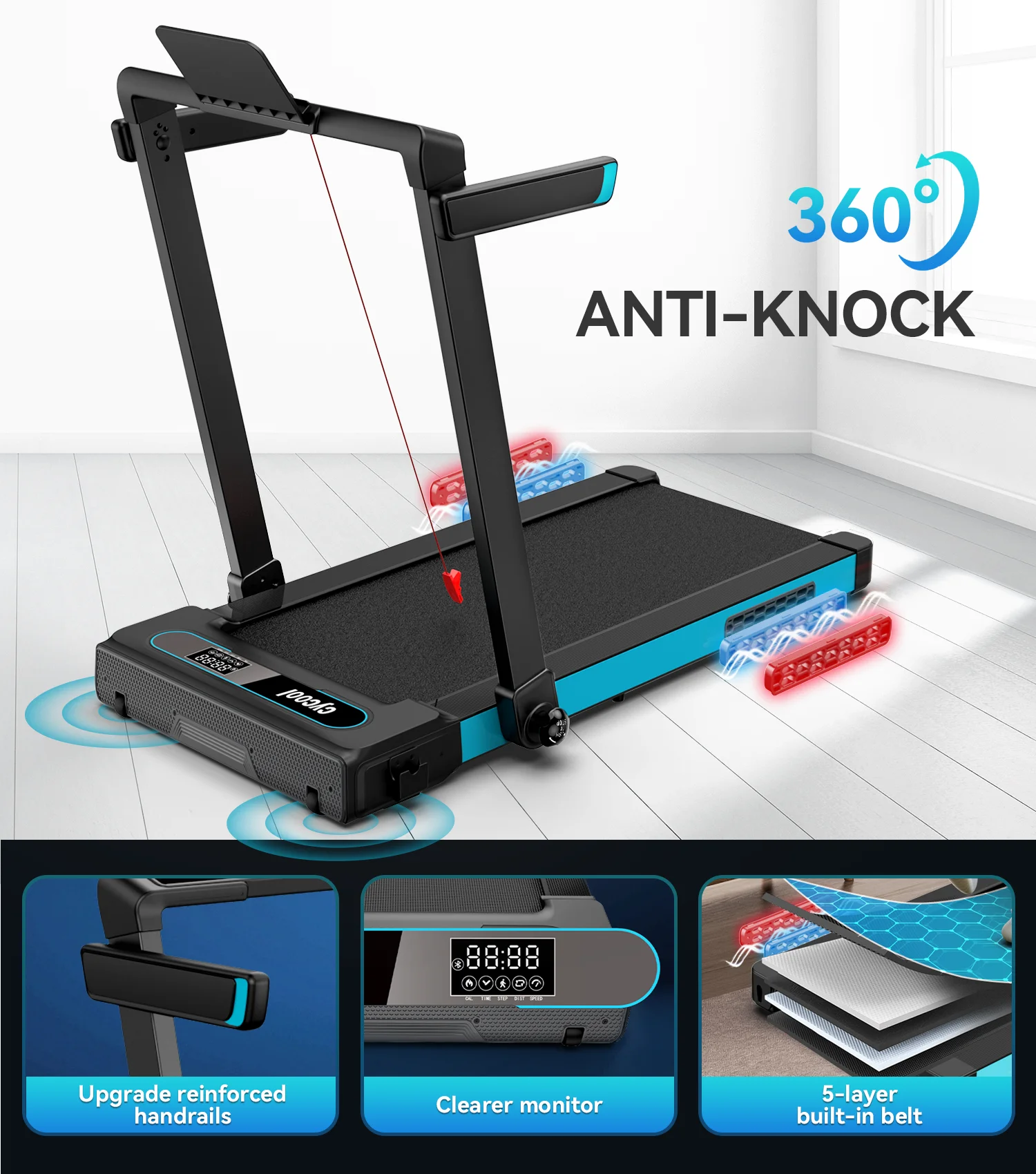 TOSSFD 2.5HP Folding Treadmill with Display Screen Electric Running Walking Machine for Home Fitness R46201 - Womvr