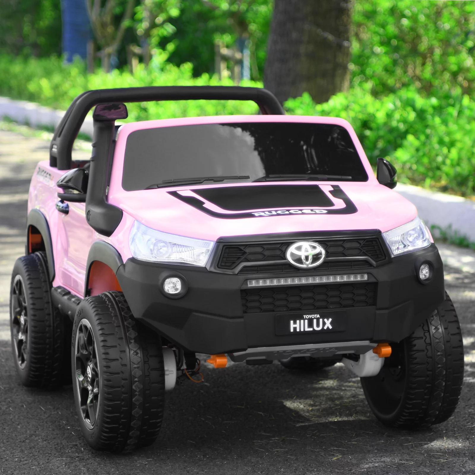 Infans 2*12V Licensed Toyota Hilux Ride On Truck Car 2-Seater 4WD Remote Control Pink - Womvr
