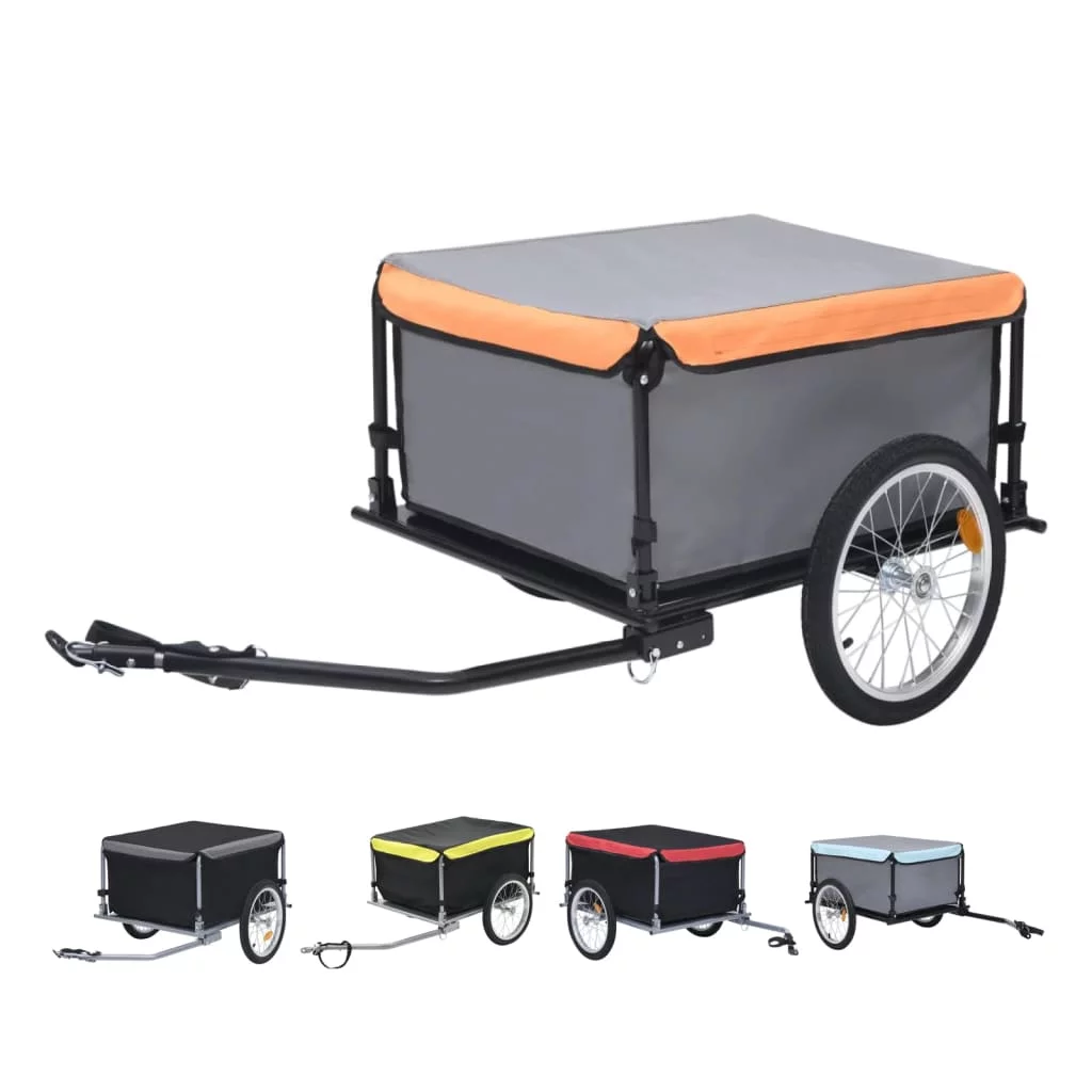 vidaXL Bike Trailer Bicycle Cargo Trailer Tow Bicycle Cart Steel and Polyester - Womvr