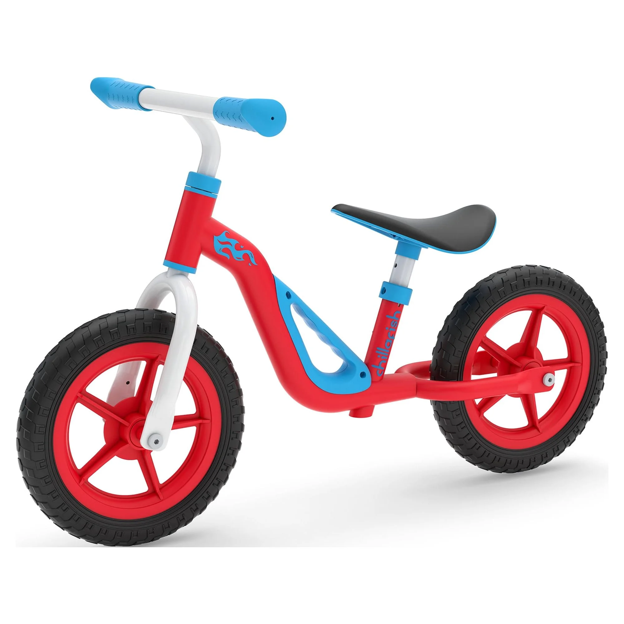Chillafish Charlie lightweight toddler balance bike with carry handle, adjustable seat and handlebar, puncture-proof 10-inch wheels, for kids 18-48 months, Red - Womvr