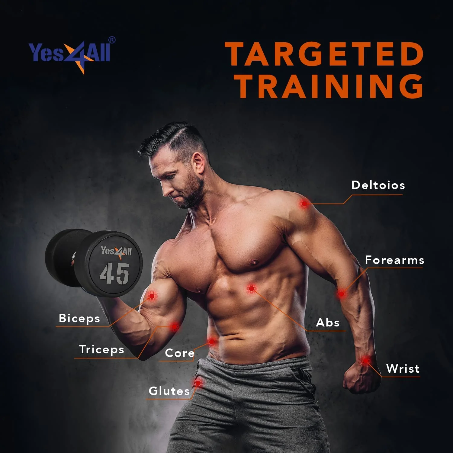 Yes4All 45 lbs Premium heavy weight Urethane Dumbbell, Single - Womvr