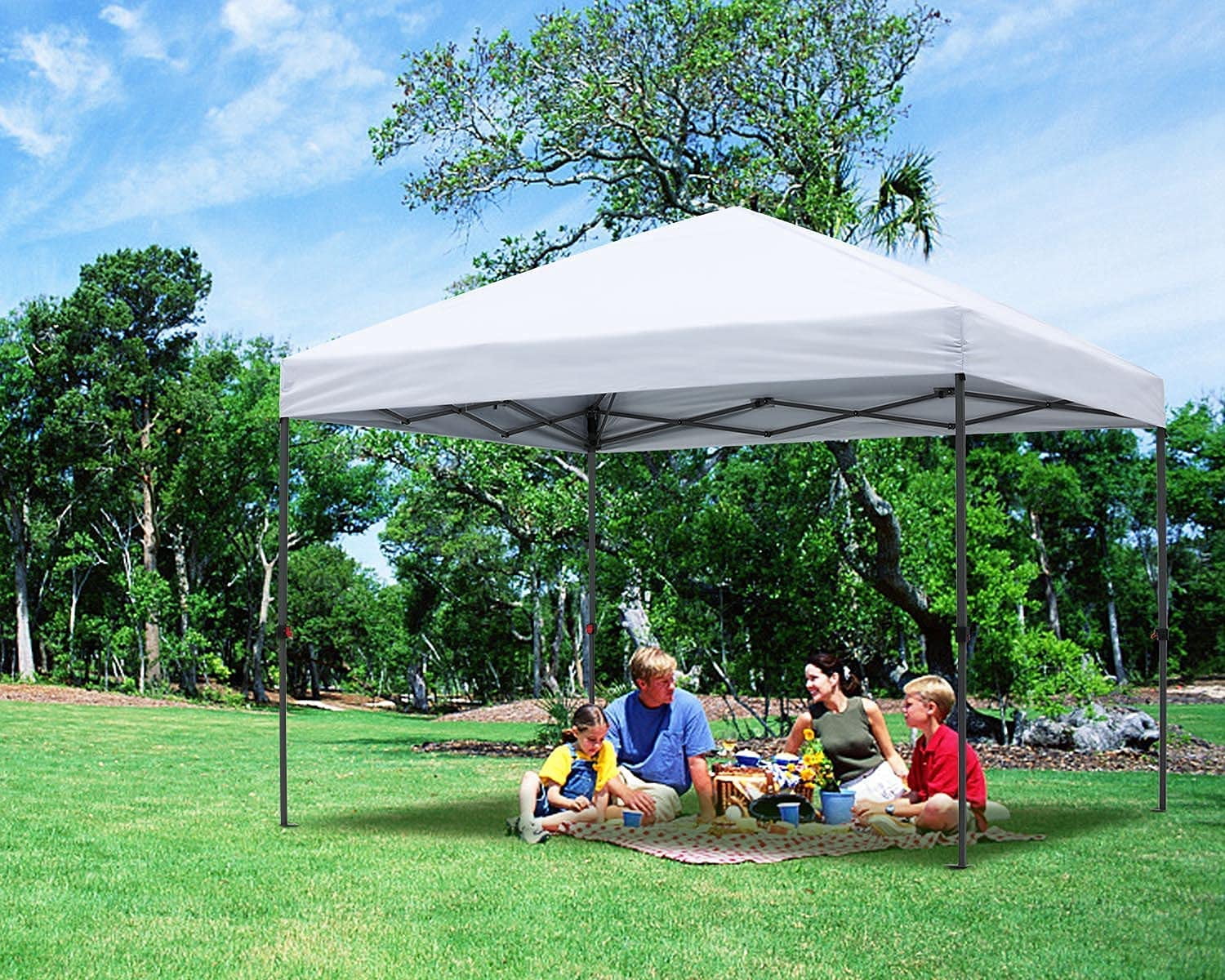 SUGIFT 10' x 10' Pop up Canopy Tent Instant Waterproof Folding Tent with 4 Sandbags, White - Womvr