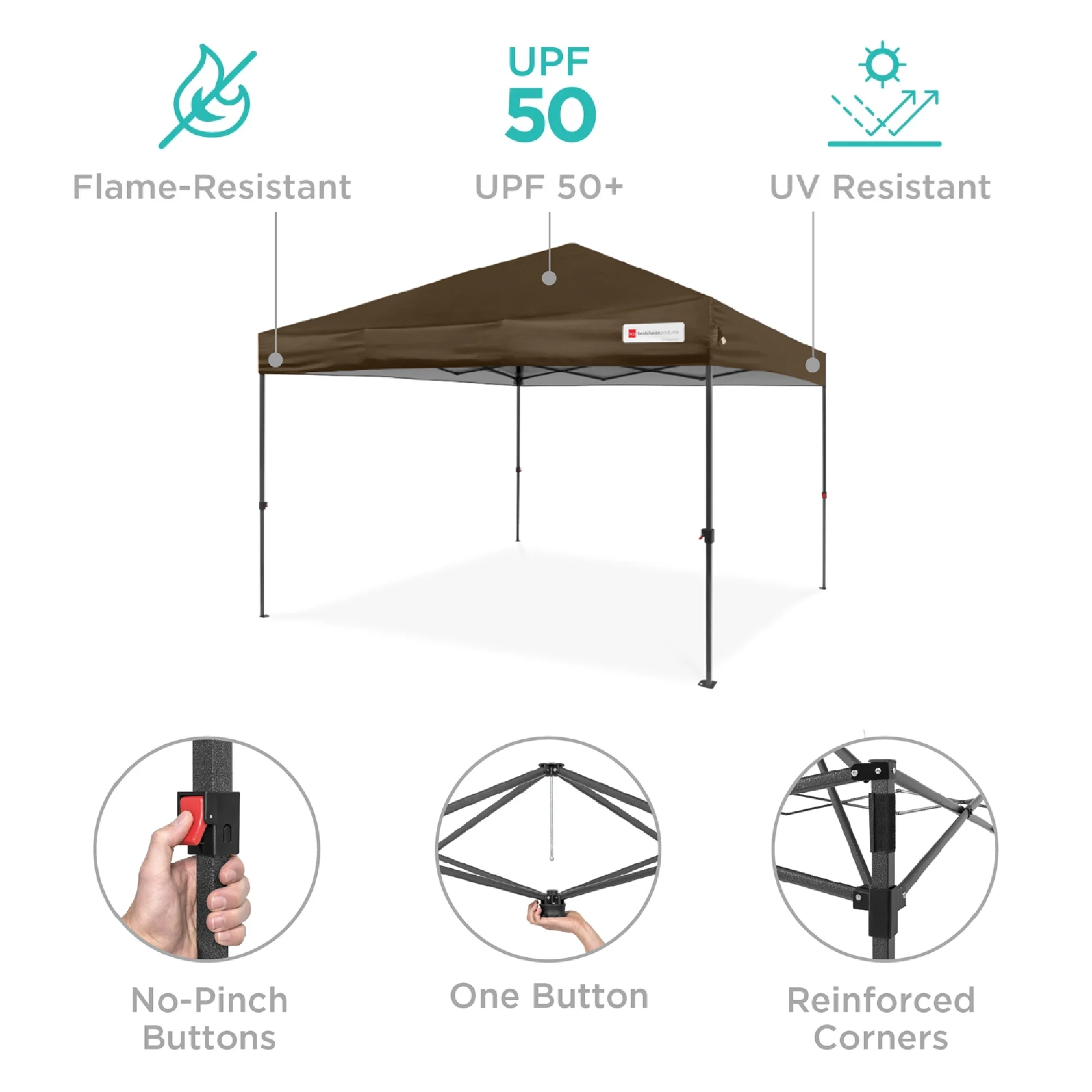 Best Choice Products 10x10ft Easy Setup Pop Up Canopy w/ 1-Button Setup, Wheeled Case, 4 Weight Bags - Cerulean - Womvr