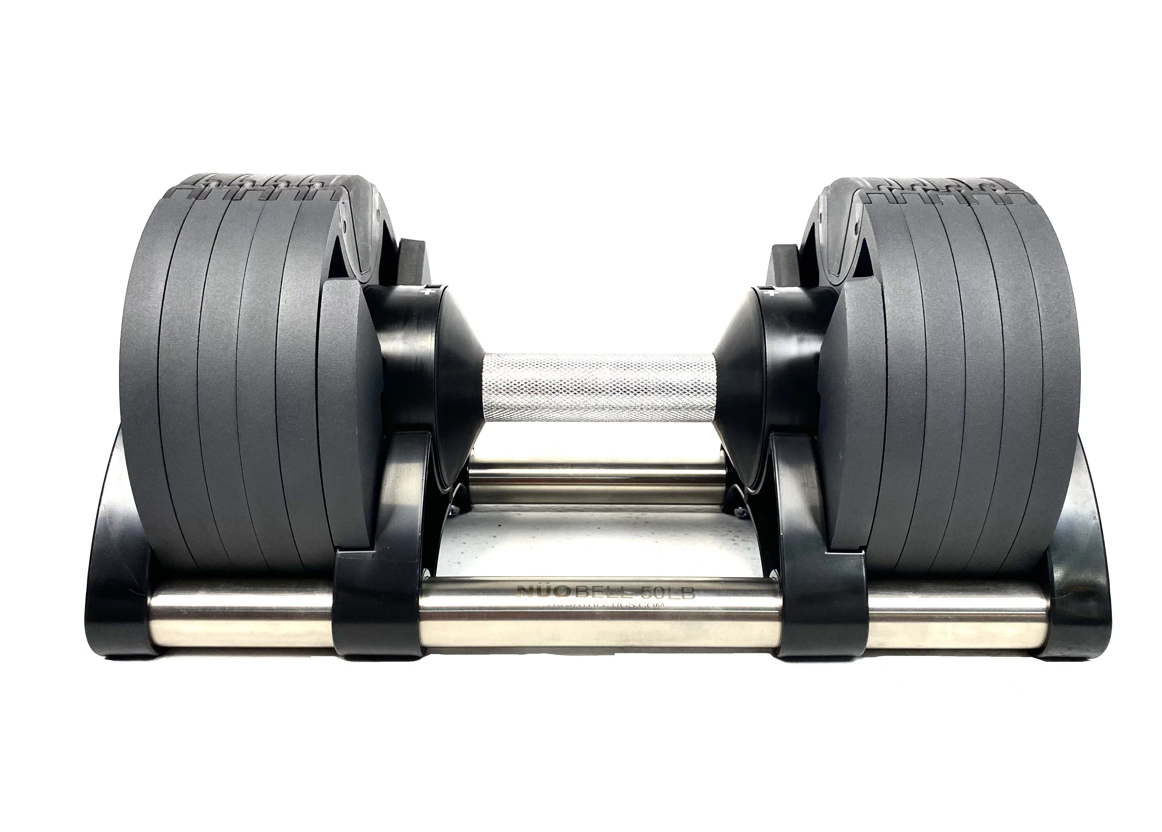 Nuobell  x Bolt Fitness Supply +  Adjustable Dumbbell 5 - 50 LB (Pair) Black with Tray. - Womvr