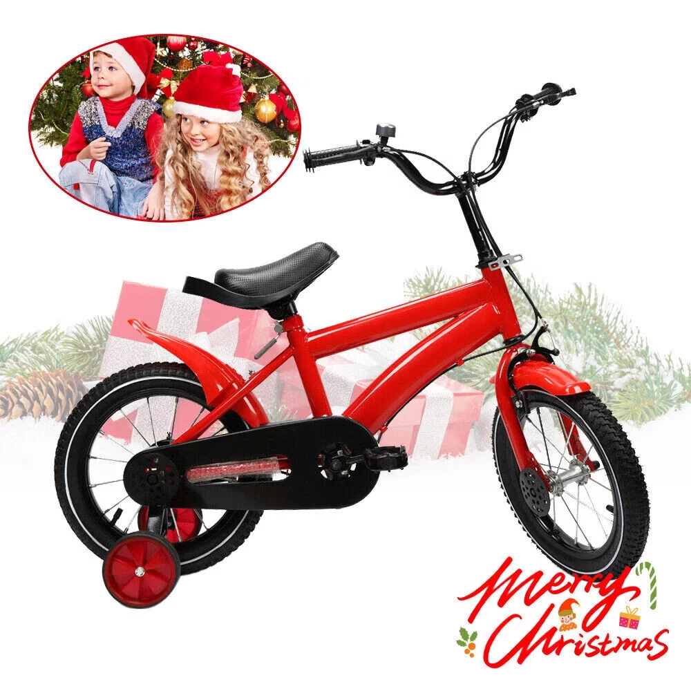 Loyalheartdy 14 Inch Yellow Kids Bike Adjustable Height Children Bicycle Universal Child Cycle with Safe Training Wheels - Womvr