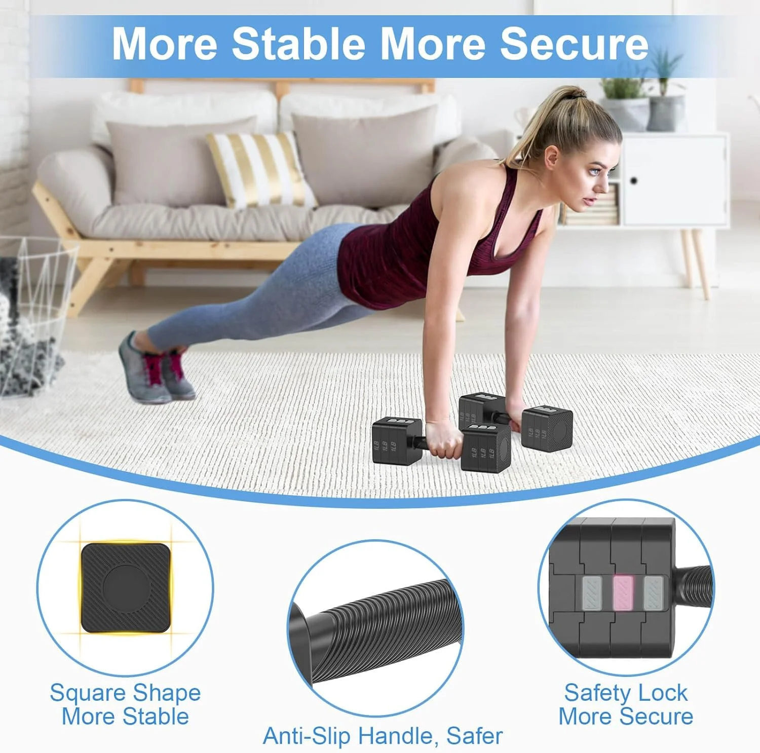 Adjustable Dumbbells Set of 2, Hand Weights Sets with 5 Levels 3lb, 5lb, 7lb, 9lb, 11lb, Adjustable Weight Dumbbells for Women/Men Home Gym Full Body Workout - Womvr