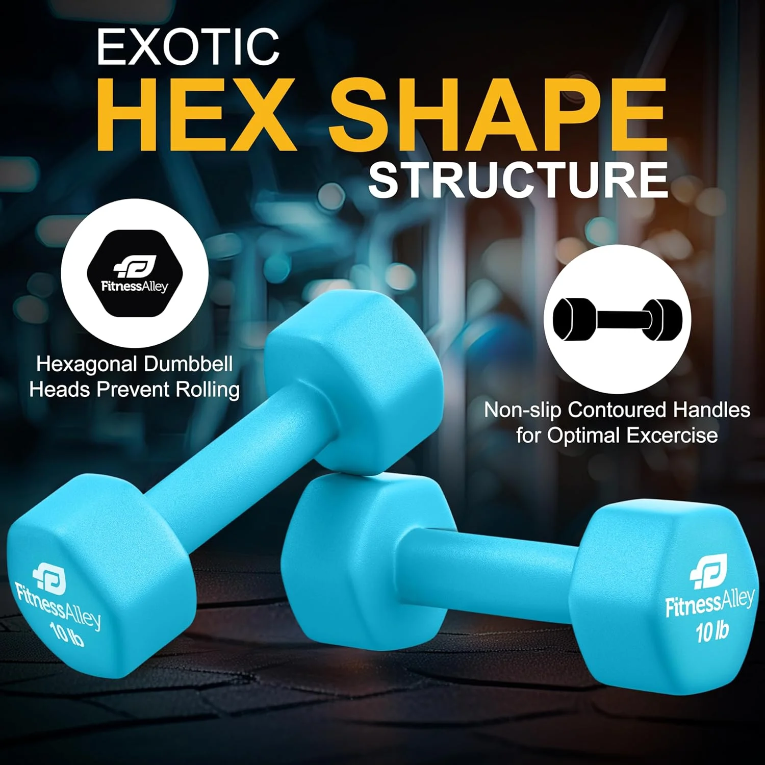 Fitness Alley Neoprene Coated Workout Dumbbells set of 2 �C Anti Roll, Non Slip with Smooth Grip Fitness & Exercise Dumbbells �C Hexagon Shaped Hand Weights (17.5 Pounds) - Womvr