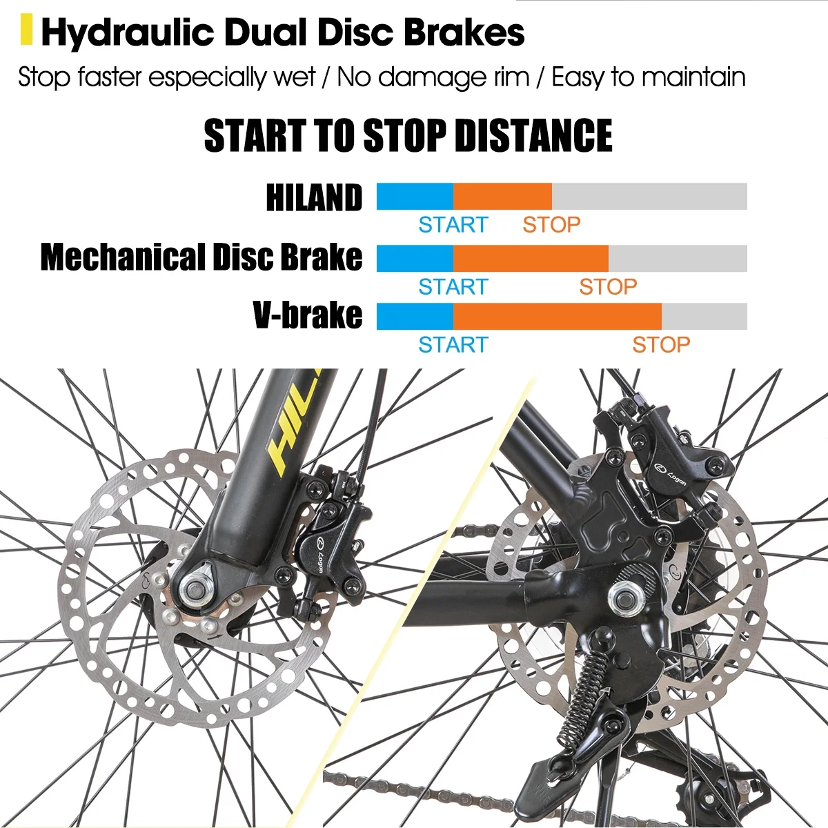 Hiland Aluminum Mountain Bike 21 Speeds MTB,Lock-Out Suspension Fork,27.5 inch Wheel,Mens Mountain Bike Bicycle, Black - Womvr