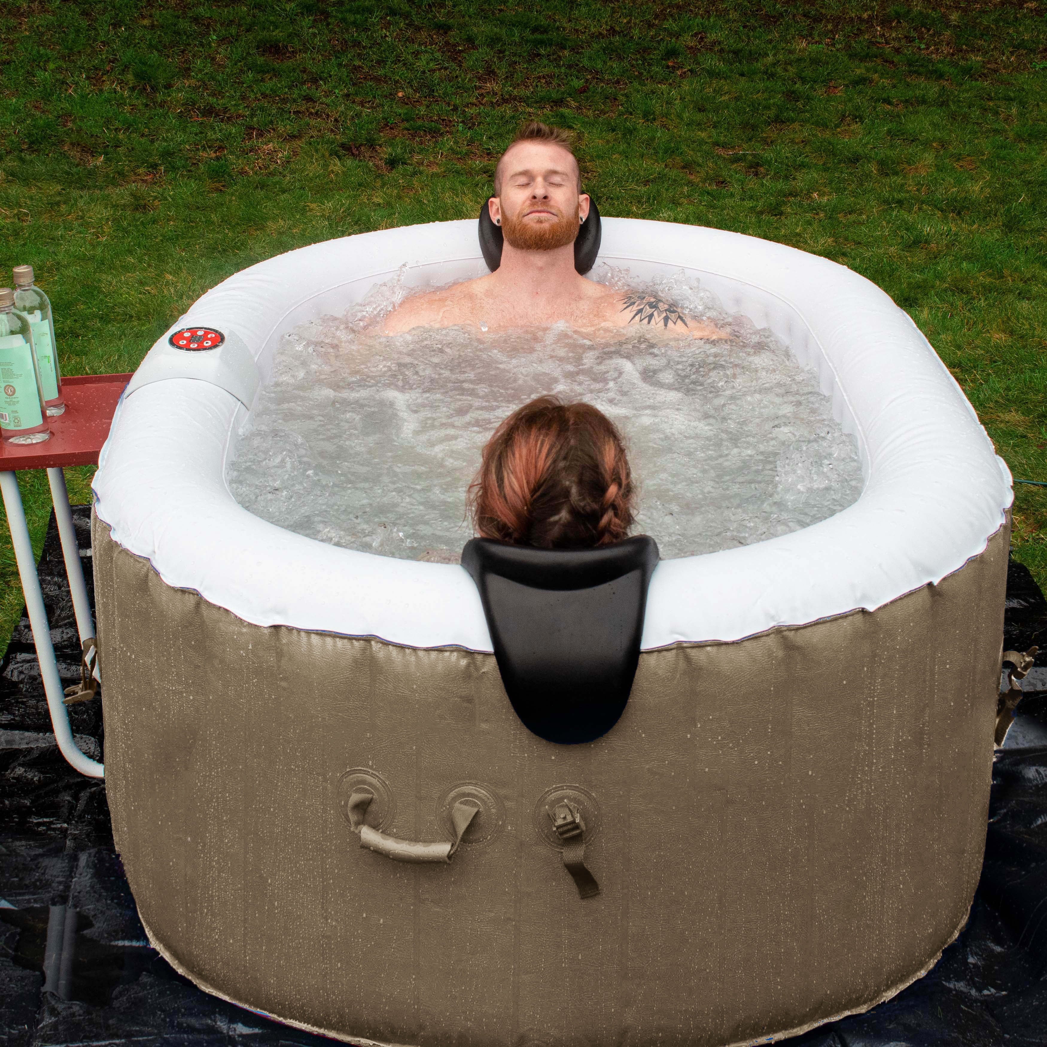 ALEKO 145 Gallon 2 Person Brown Oval Inflatable Jetted Hot Tub with Cover - Womvr