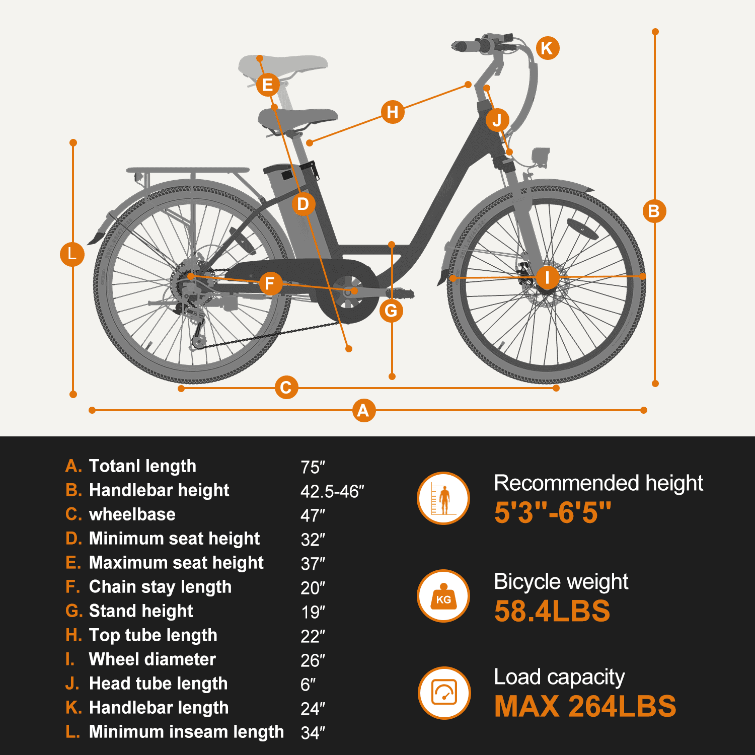 Yoloway Cityscape Electric Bike for Adults, 350W Electric Bike with 36V 10Ah Removable Battery, 26