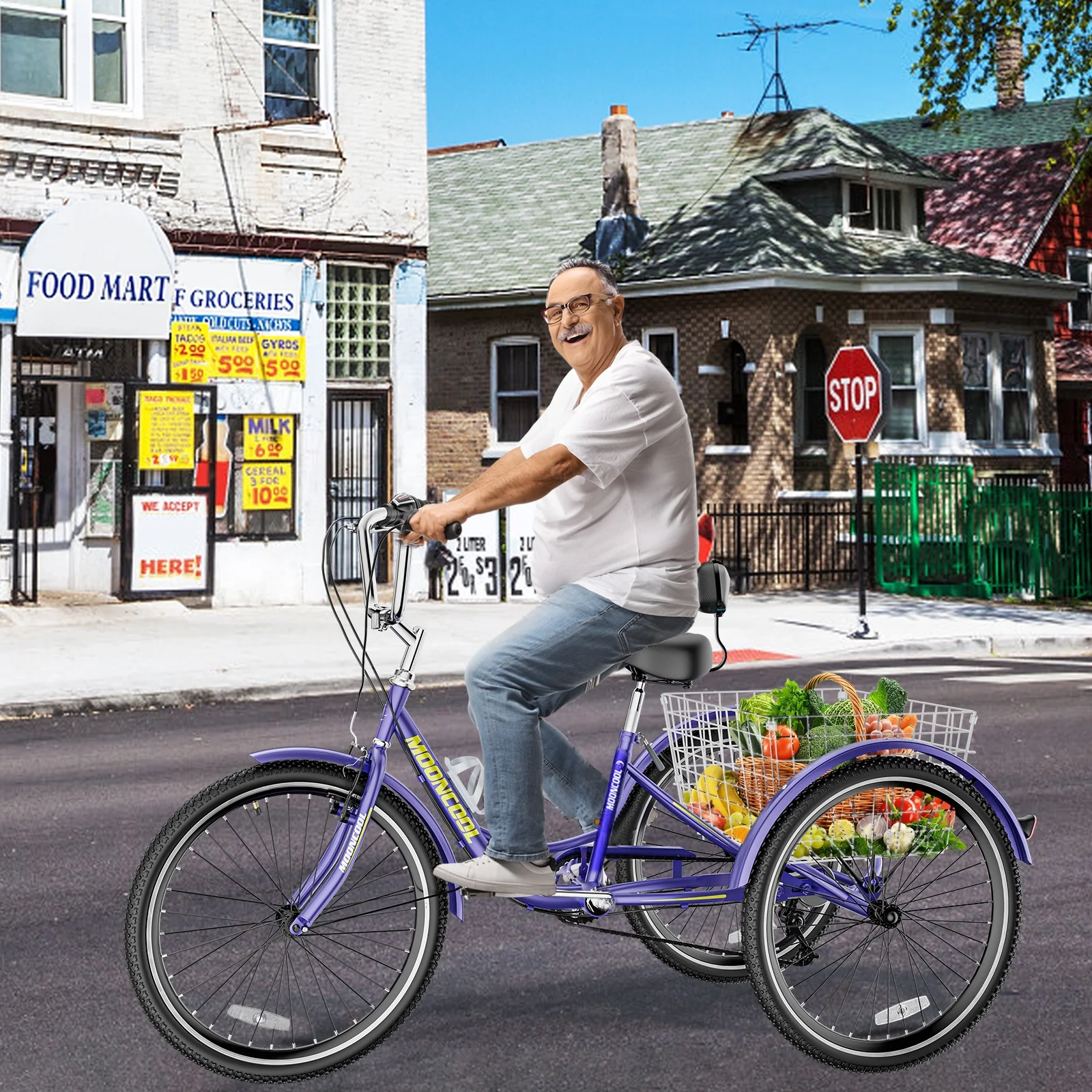 Lilypelle Adult Tricycles 7 Speed 20/24/26 Inch Three Wheel Bike Cruiser Trike with Low-Step Through Frame/Large Basket for Men, Women, Seniors - Womvr