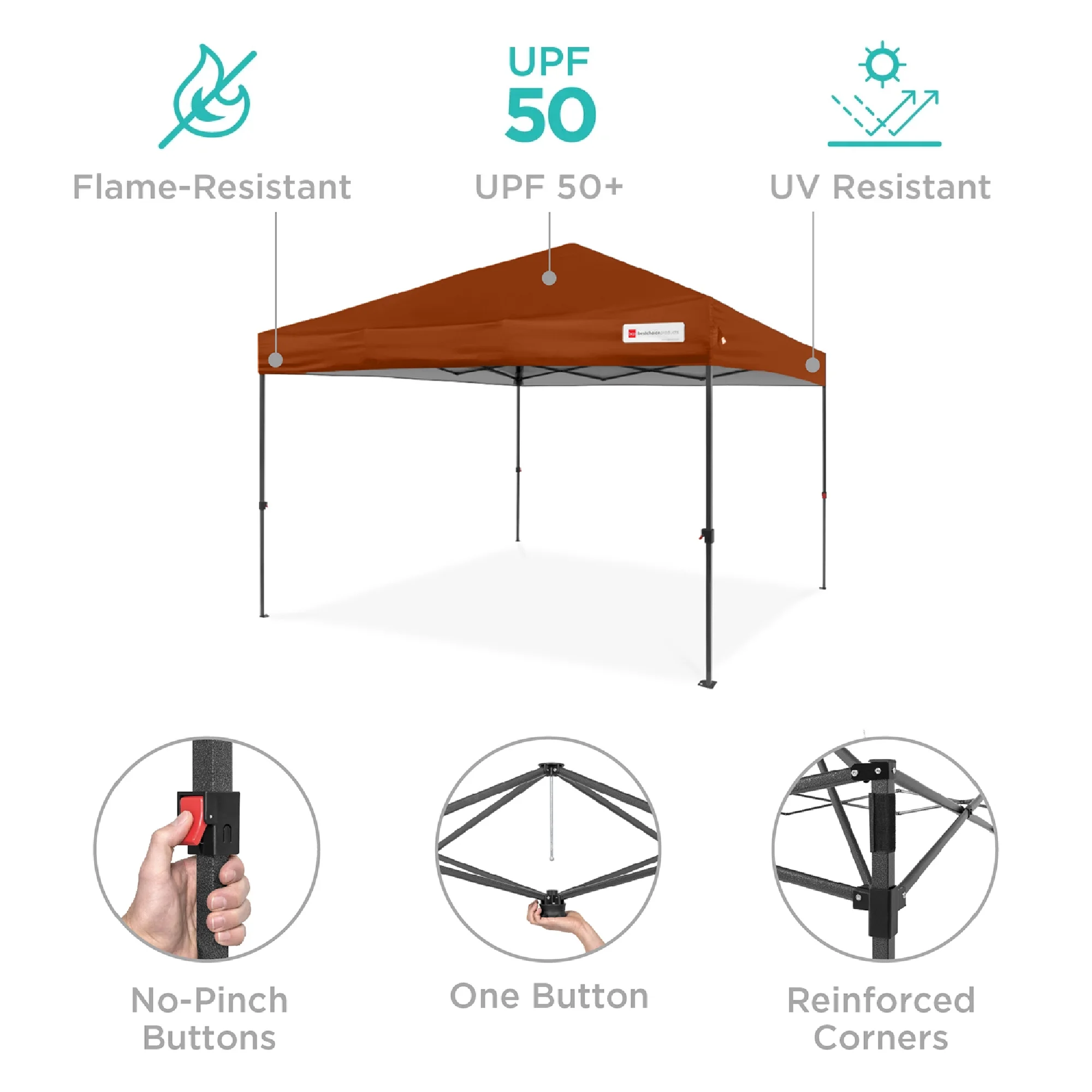 Best Choice Products 10x10ft Easy Setup Pop Up Canopy w/ 1-Button Setup, Wheeled Case, 4 Weight Bags - Cerulean - Womvr