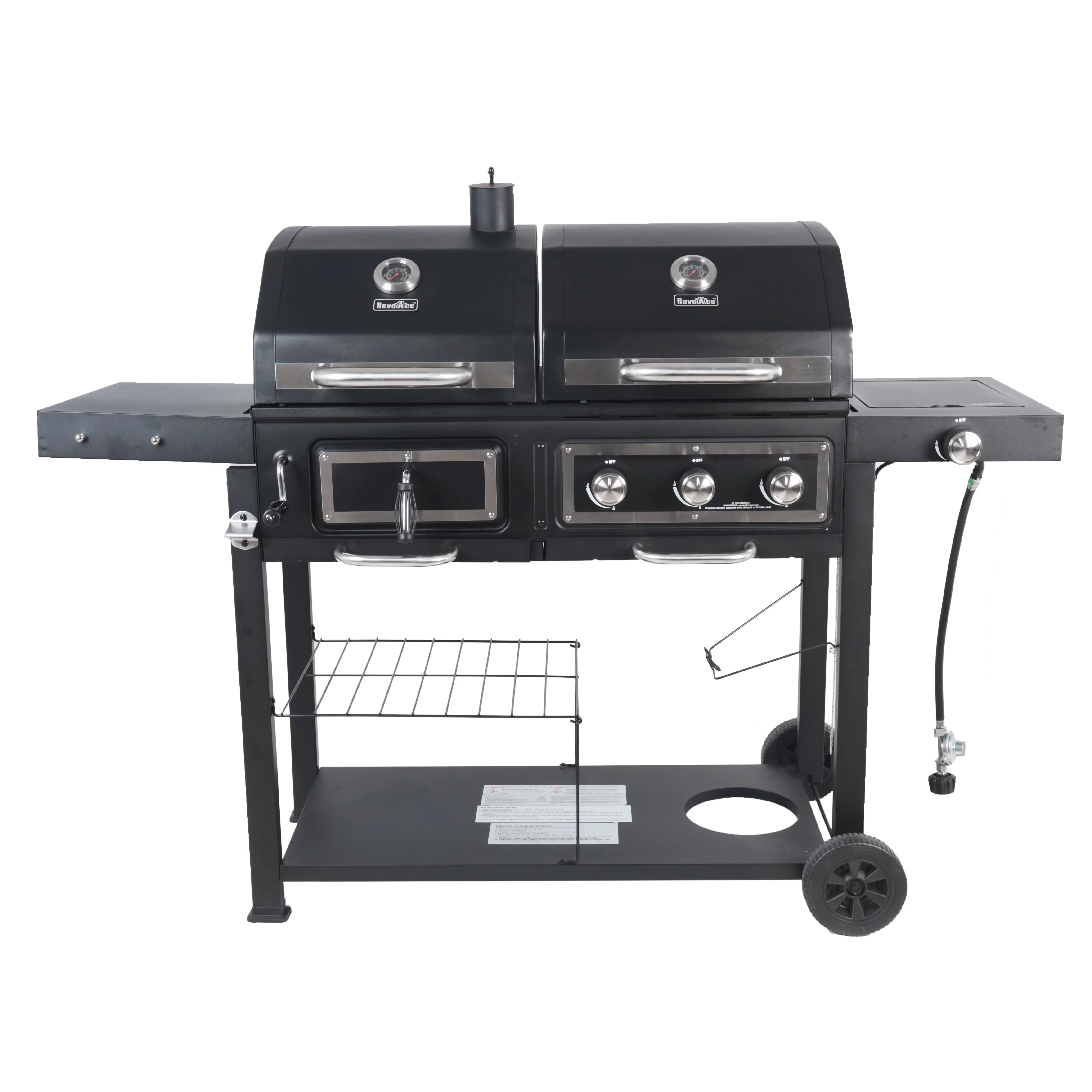 RevoAce Dual Fuel Gas & Charcoal Combo Grill, Black with Stainless - Womvr