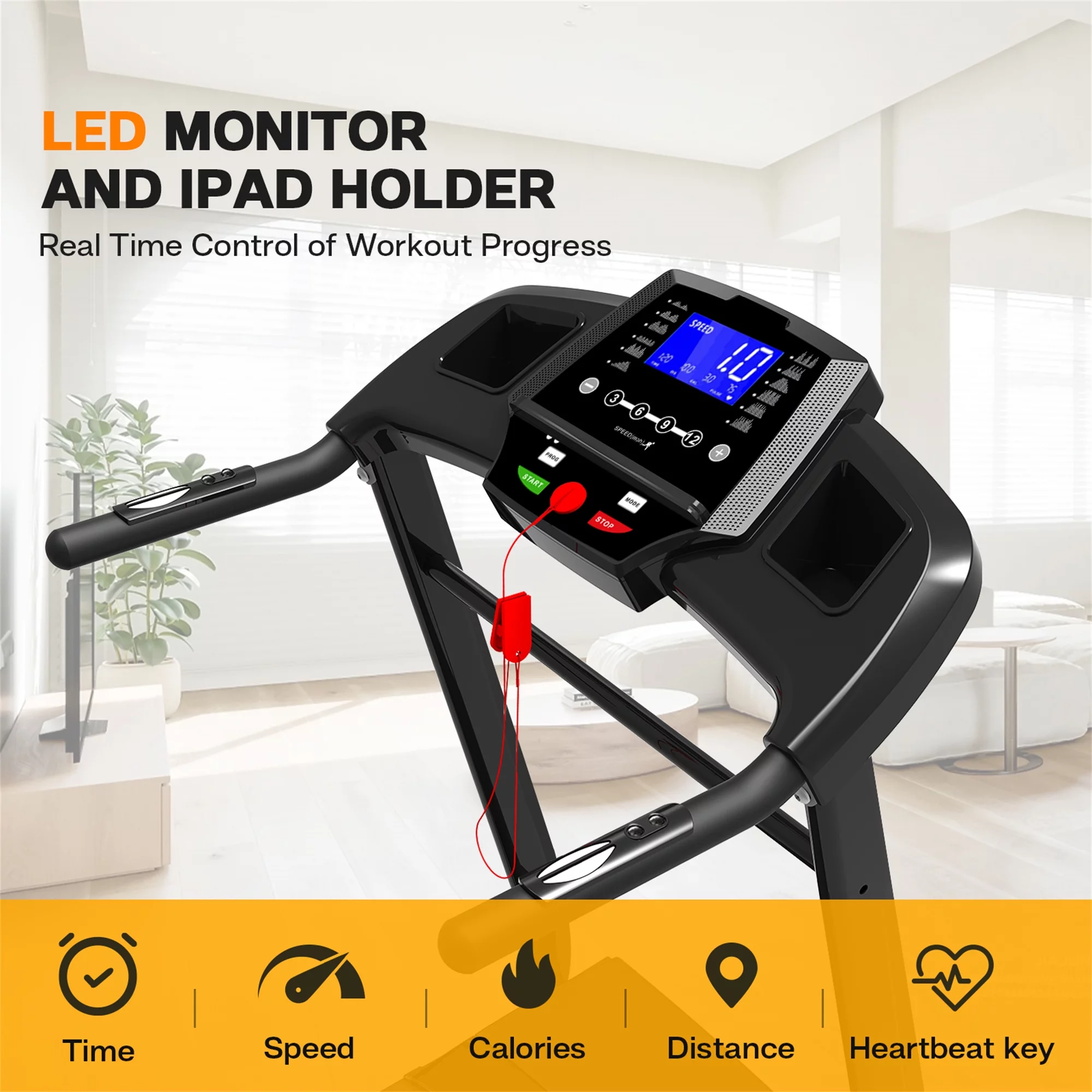 Aukfa Folding Treadmill with Incline, 265 lbs Capacity, 7.5 mph Max Speed for Home Gym Workout - Womvr