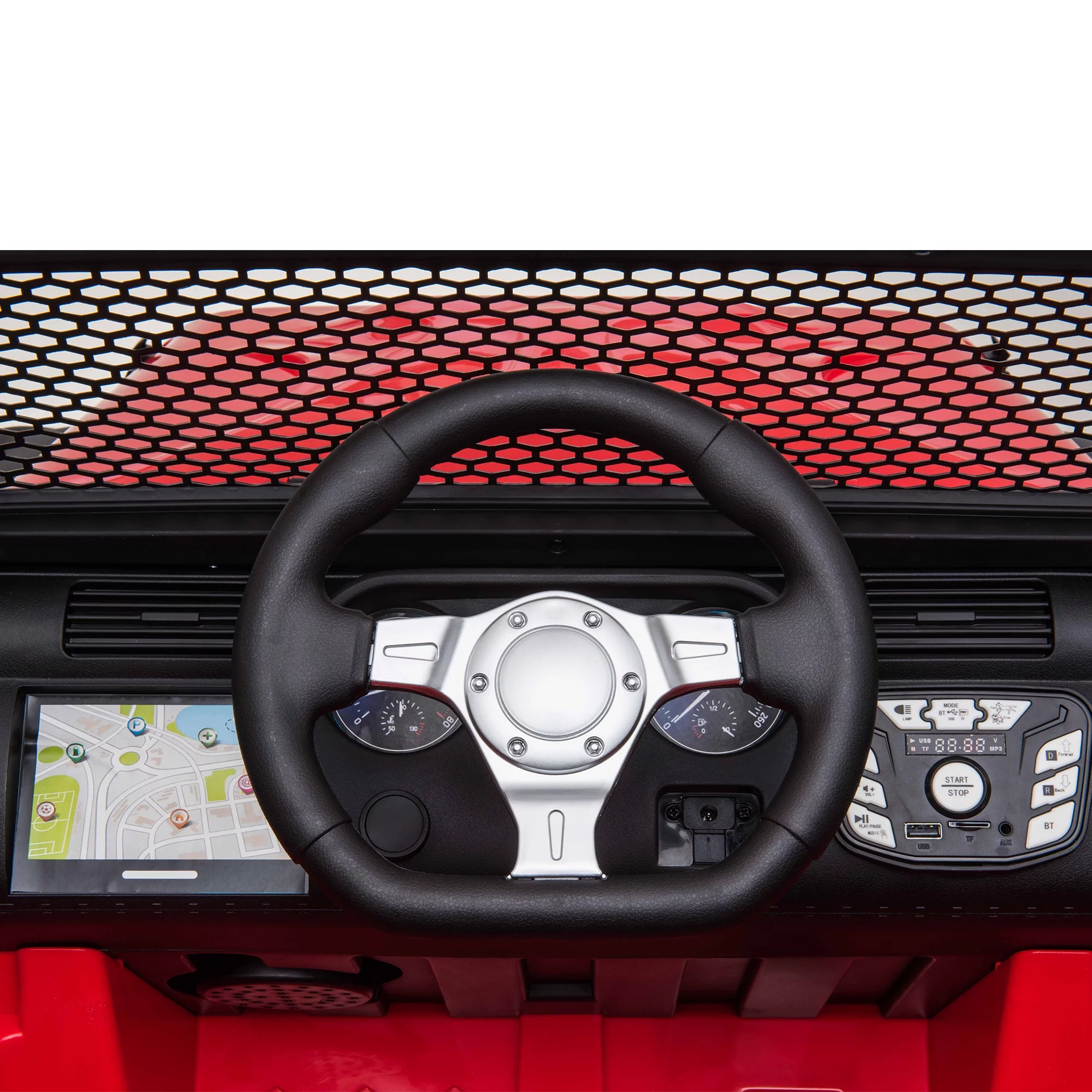 CIPACHO 24 V Double Drive Children Ride On Truck Car for Kids with Parent Remote Control, Electron Assisted Steering Wheel, Music Board, Bluetooth, MP3, Red - Womvr