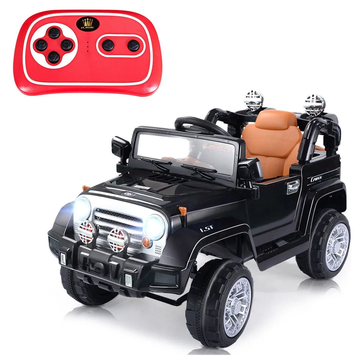 Costway 12V MP3 Kids Ride On Truck  Car RC Remote Control with LED Lights Music Green - Womvr