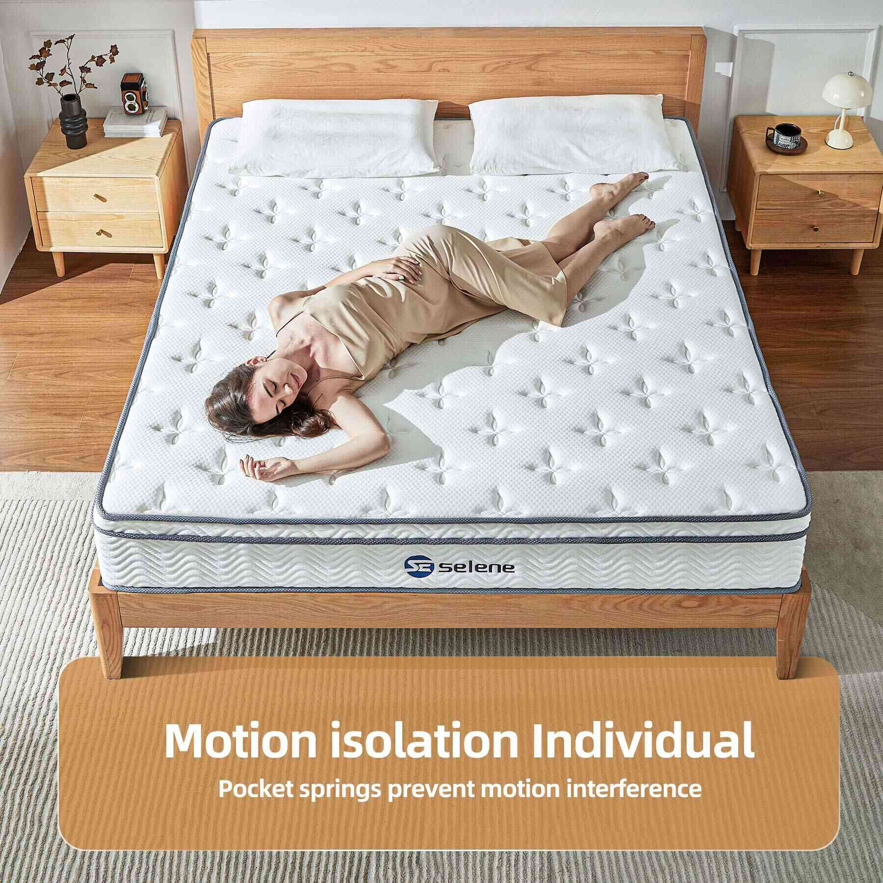 Selene Queen Size Mattress, 10 Inch Memory Foam Hybrid Mattress Queen, Pocket Spring Mattress in a Box for Motion Isolation, Edge Support, Pressure Relief, CertiPUR-US - Womvr