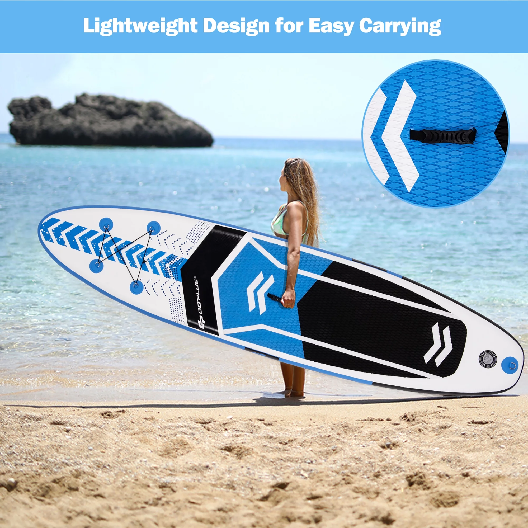 Goplus 10'5'' Inflatable Stand Up Paddle Board SUP with Carrying Bag Aluminum Paddle - Womvr