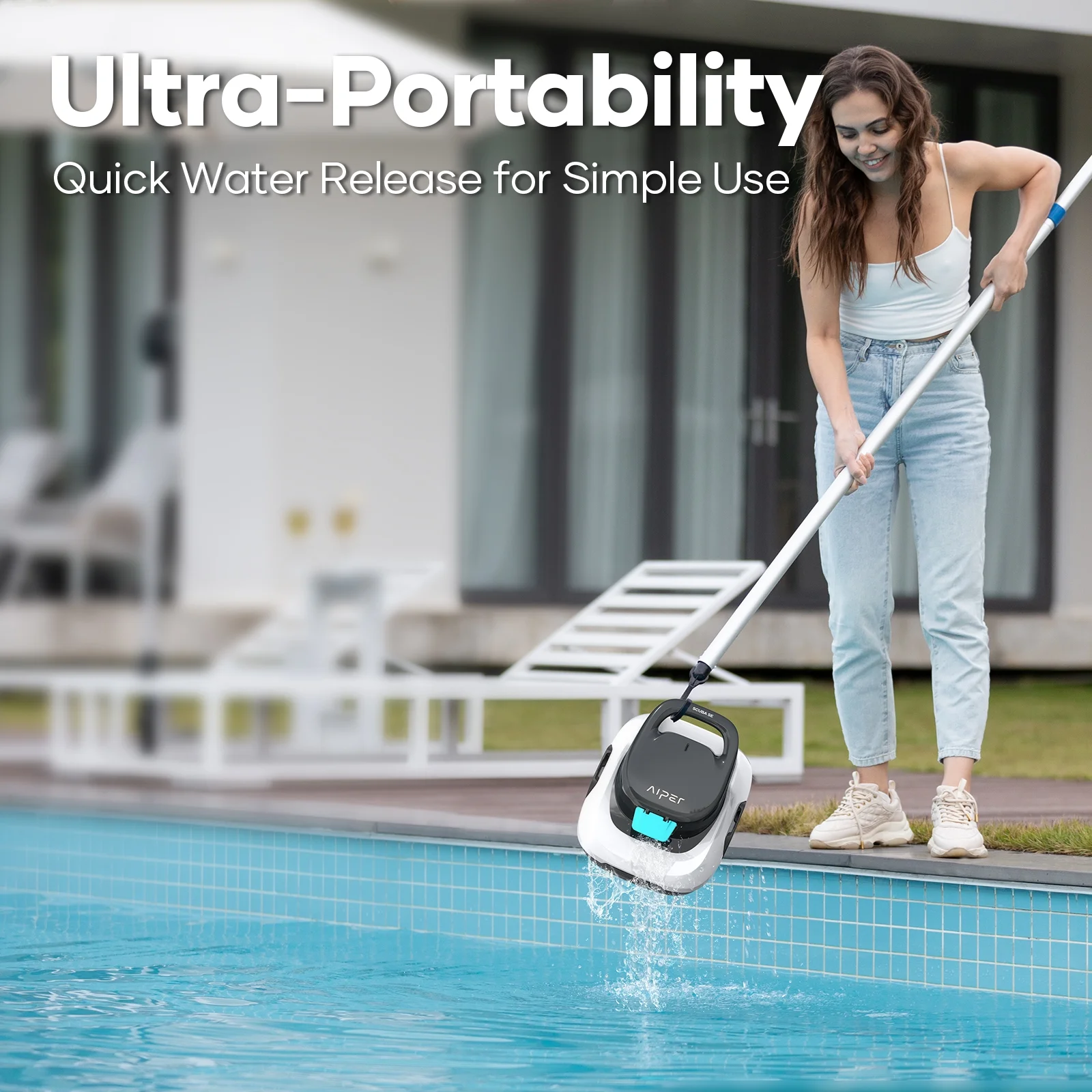 AIPER 2024 Scuba SE Automatic Pool Vacuum Cleaner Robotic Pool Cleaner for Above Ground Pools Cordless - Womvr