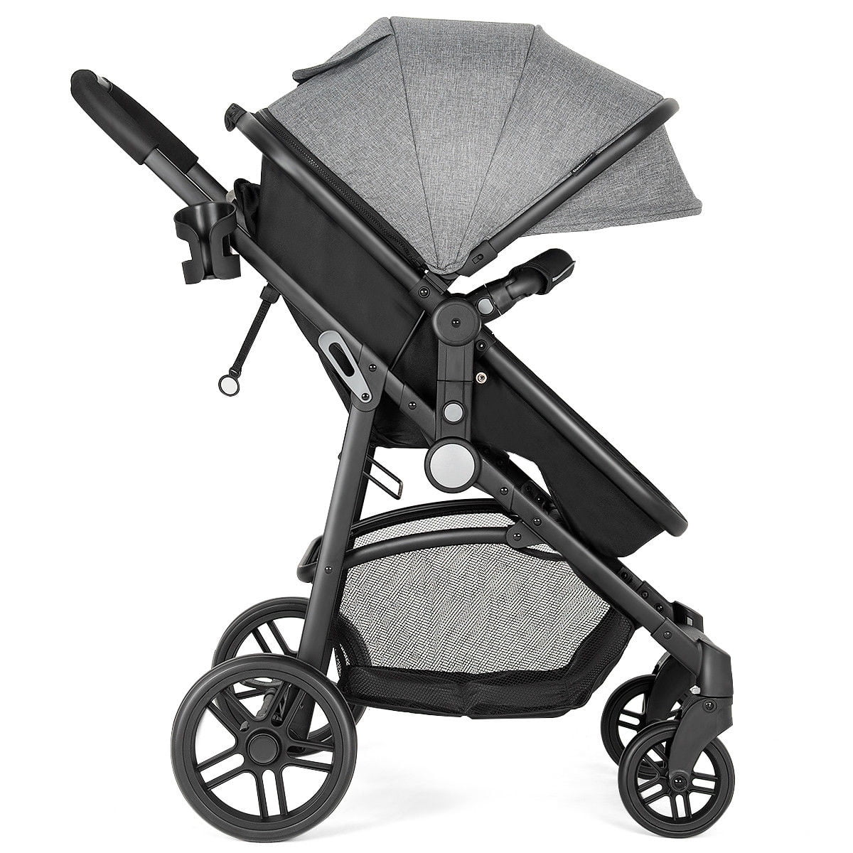 Costway Foldable Baby Stroller 2 in1 Newborn Infant Travel Buggy Pushchair Black - Womvr