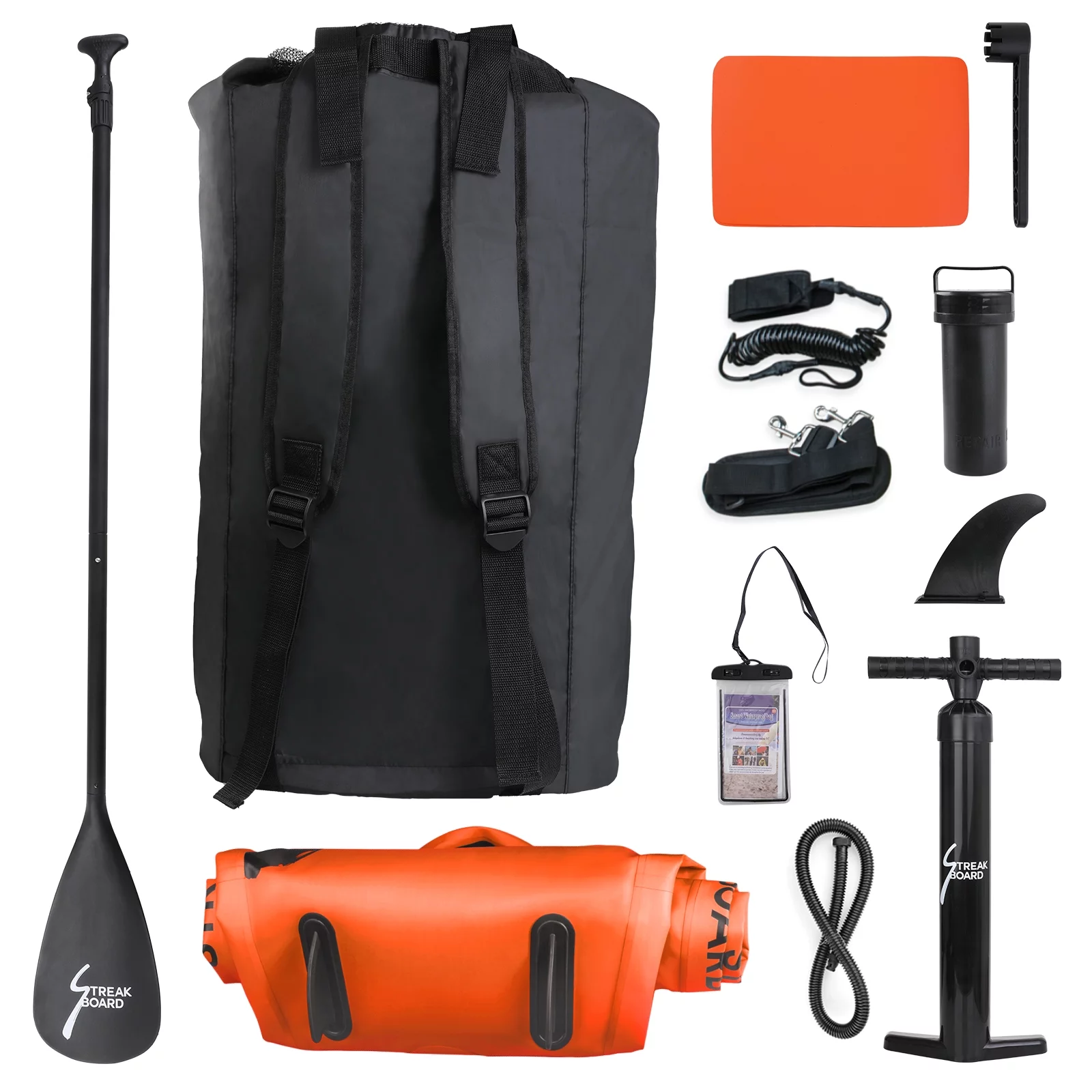 streakboard 10' Inflatable Stand up Paddle Board with SUP Accessories, Backpack, Paddle & Hand Pump - Womvr