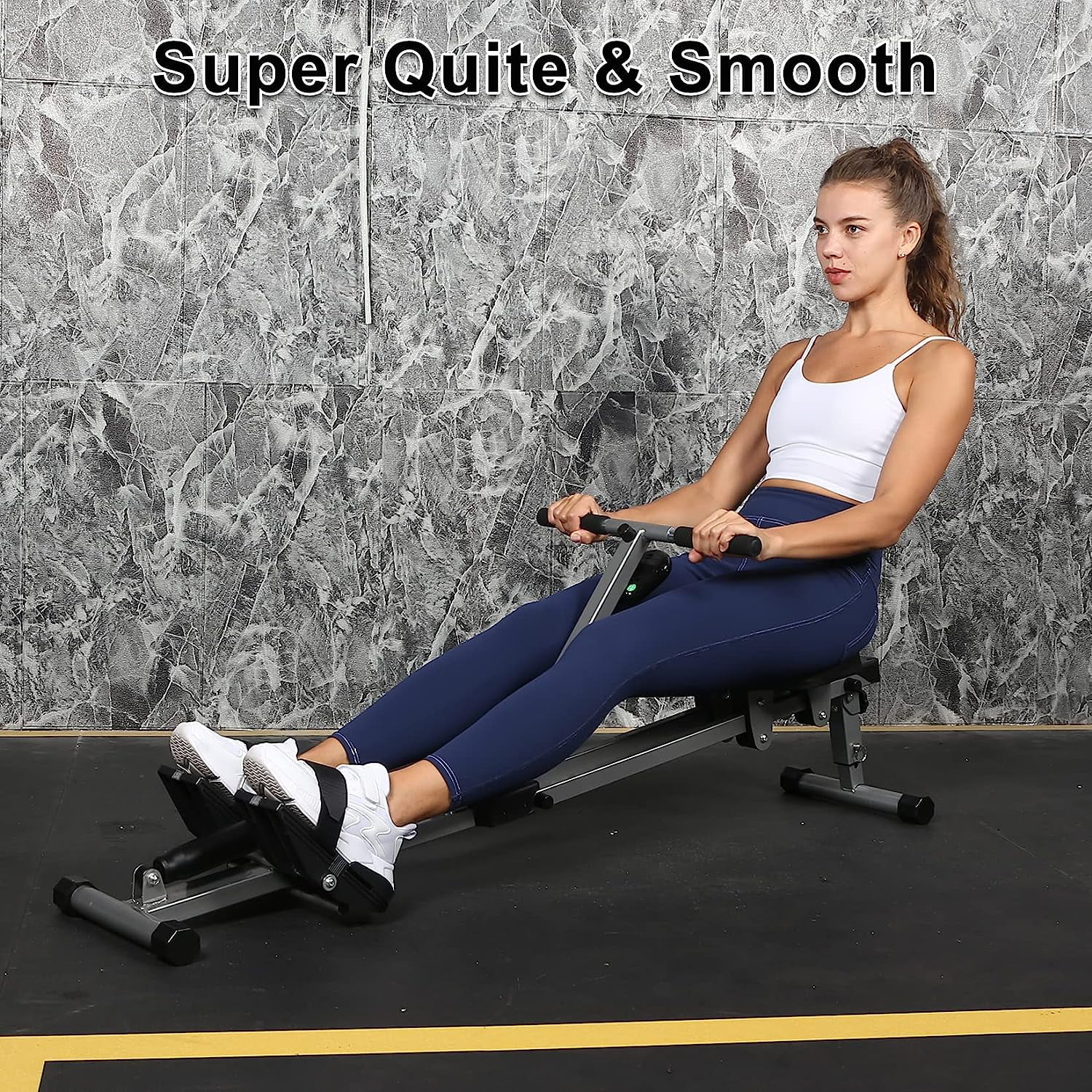 YSSOA Rowing Machine Rower Ergometer, with 12 Levels of Adjustable Resistance, Digital Monitor and 260 lbs of Maximum Load Black - Womvr