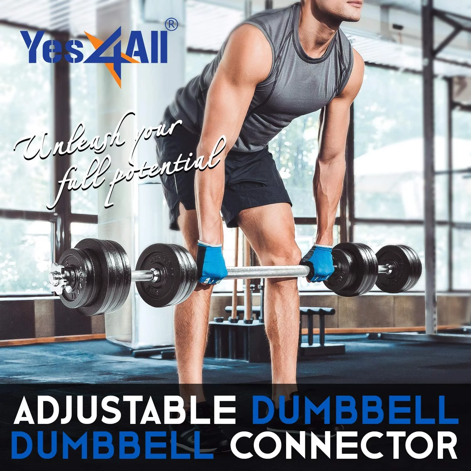 Yes4All 100 lbs Adjustable Dumbbells + Dumbbell Connector, Combo/Set - Womvr