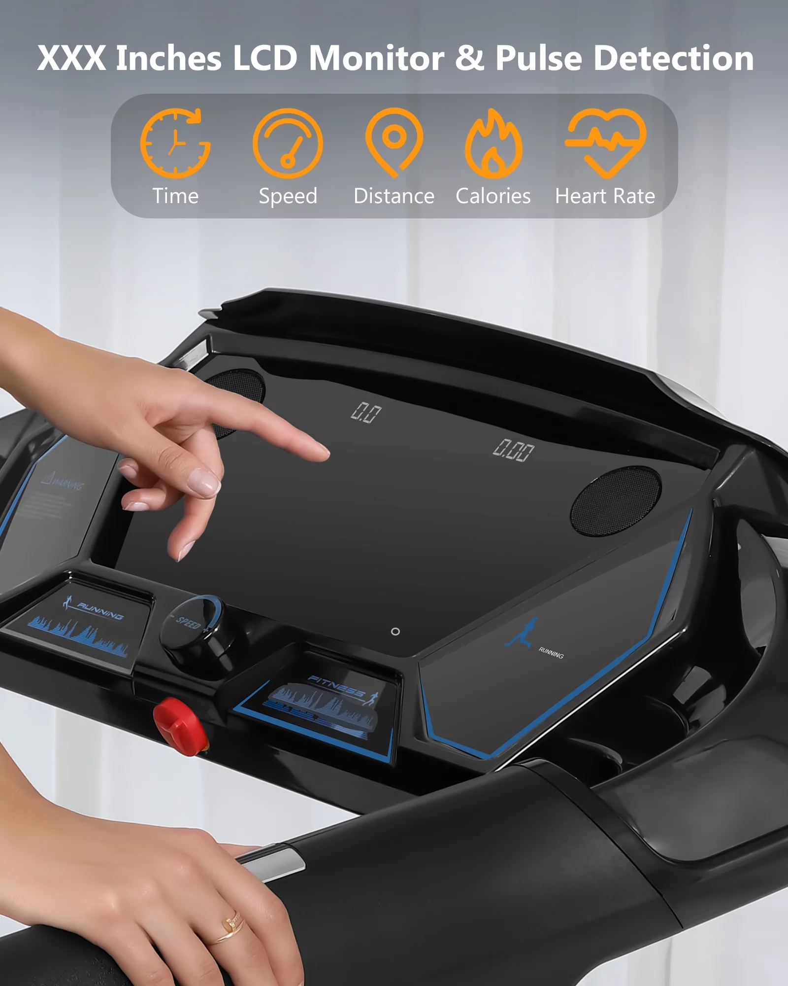 Yiwa Folding Treadmill, 0.6-8.7mph, Max 400lb Weight Capacity, Electric Treadmill with LCD Monitor & Pulse Detection - Womvr