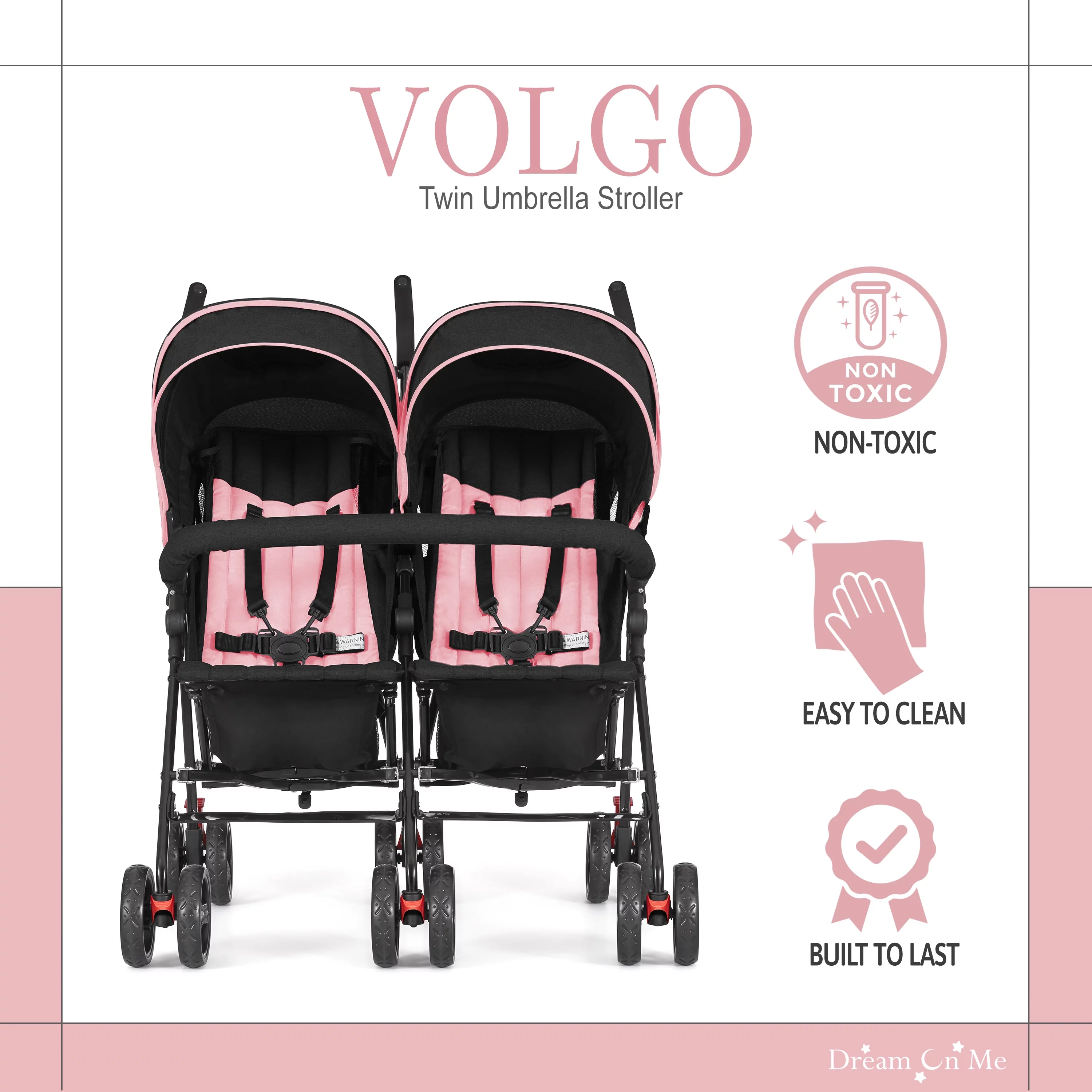 Dream On Me Vo o Twin Umbrella Stroller in Gray, Lightweight Double Stroller for Infant & Toddler, Compact Easy Fold, Large Storage Basket, Large and Adjustable Canopy - Womvr