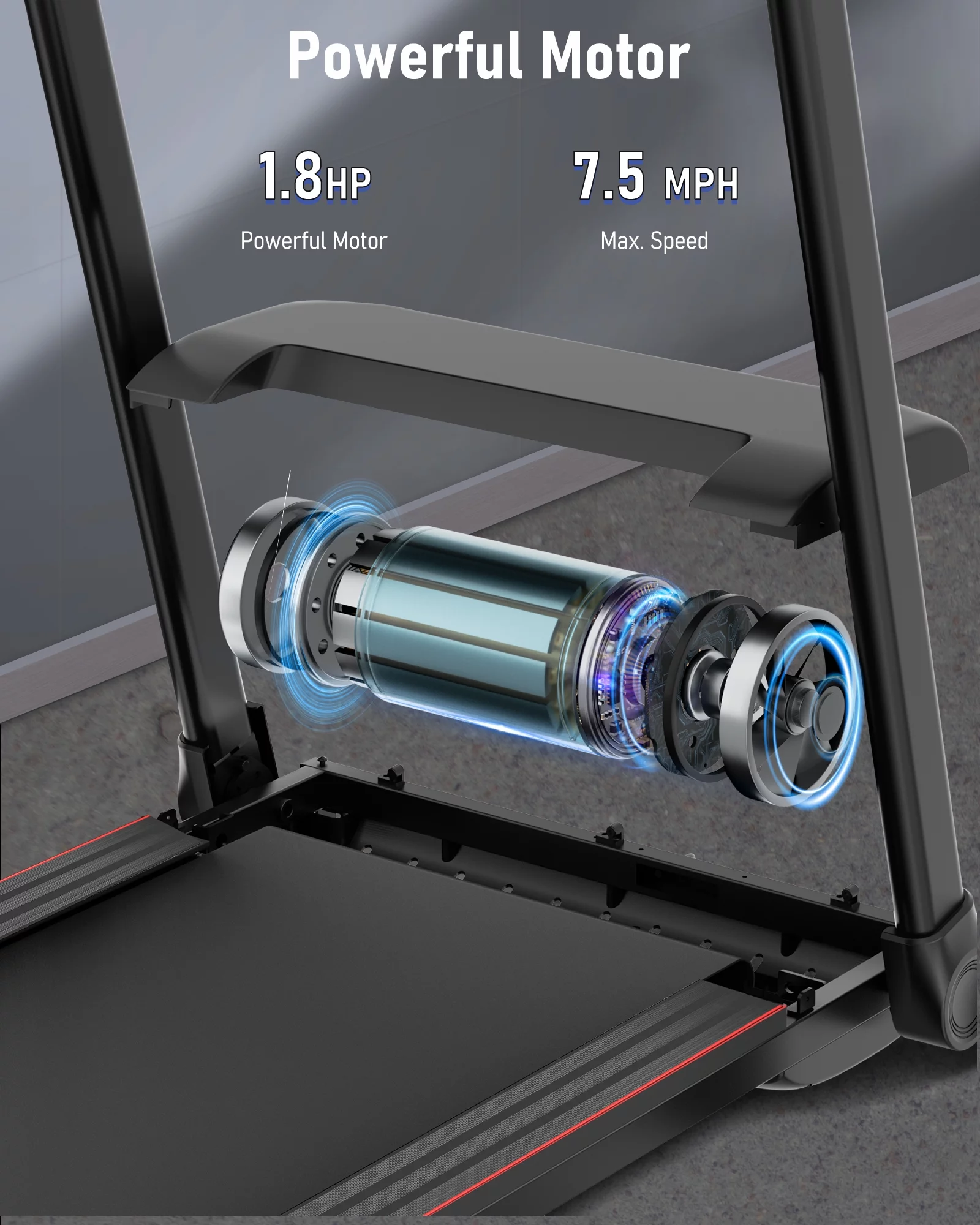 Treadmill with Folding Electric Treadmill Bluetooth Voice Control Exercise Treadmill for Home Office Speed Range of 0.5-7.5 mph - Womvr