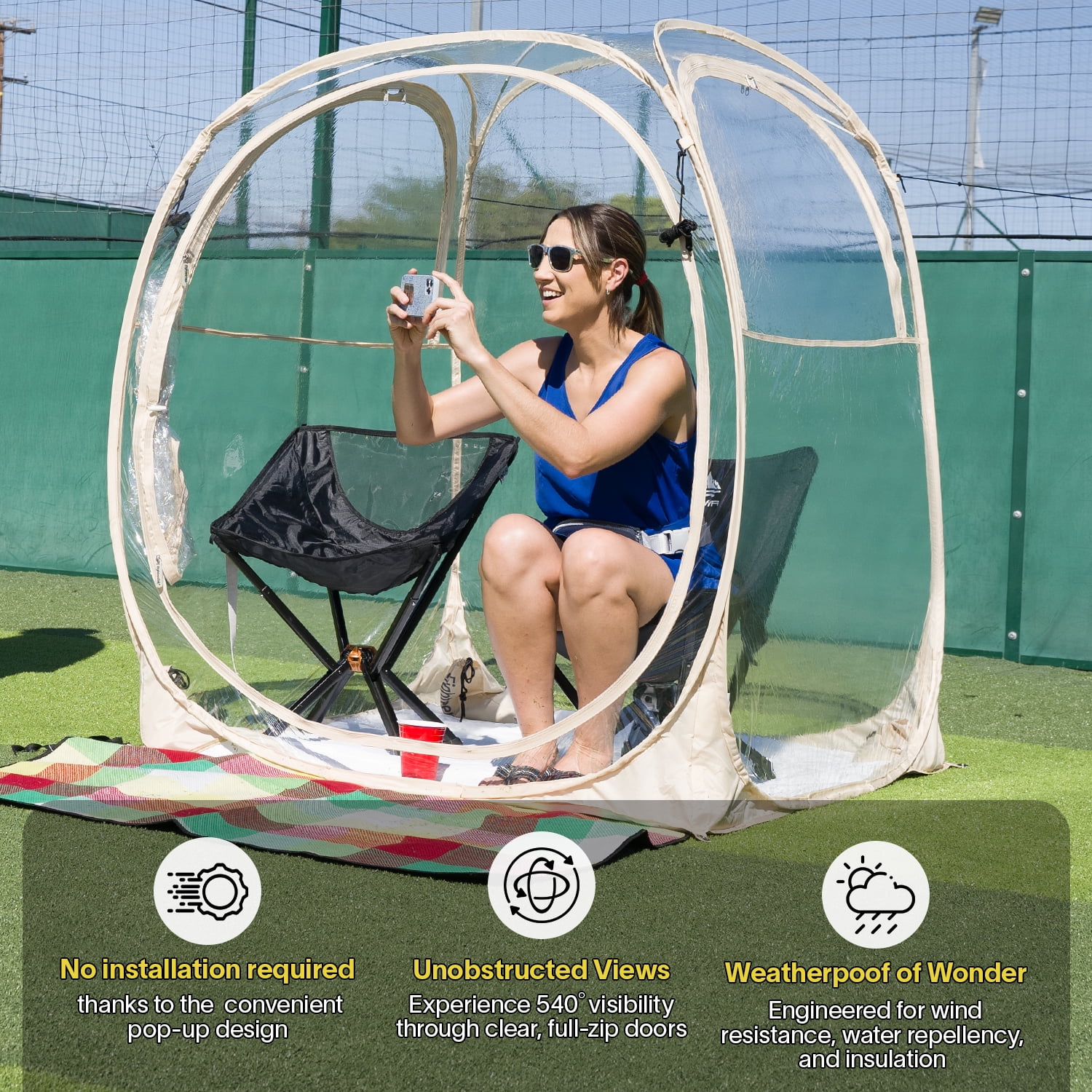 Pop-Up Weatherproof Sport Pod Tent for Camping, Fishing, and Shelter - Womvr