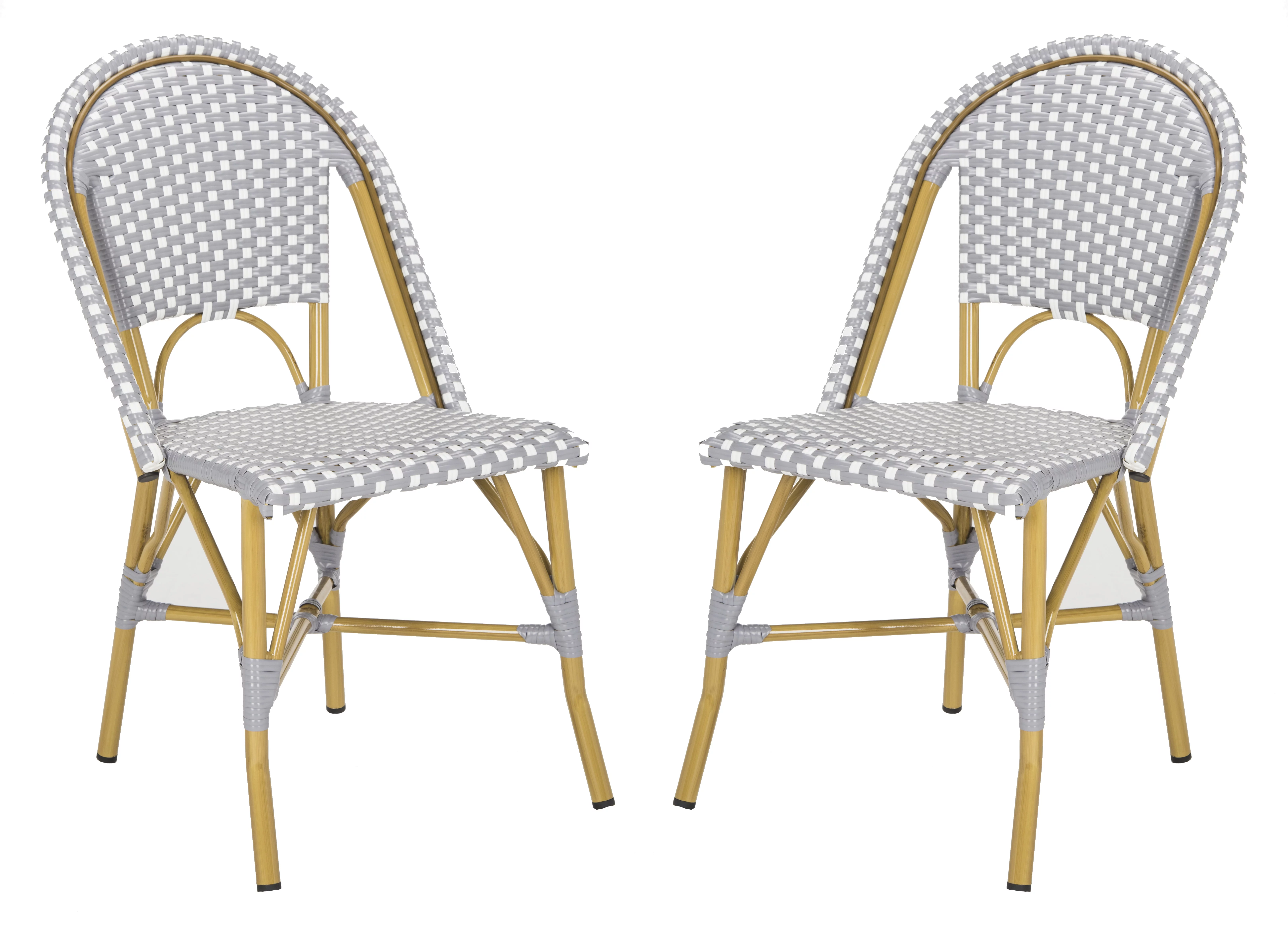 SAFAVIEH Salcha Outdoor French Bistro Side Chair, Blue/White, Set of 2 - Womvr