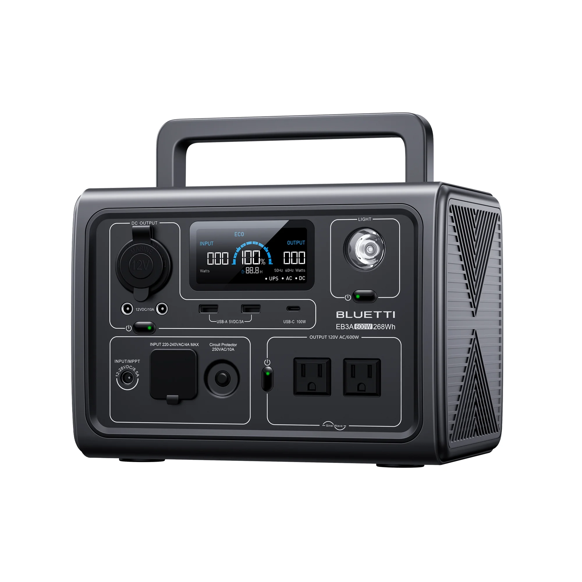 Bluetti EB3A Portable Solar Power Station,268Wh Capacity Solar Generator,600W (1200W Surge) AC Output, Fast 30-Minute Recharge to 80%,for Outdoor Camping - Womvr