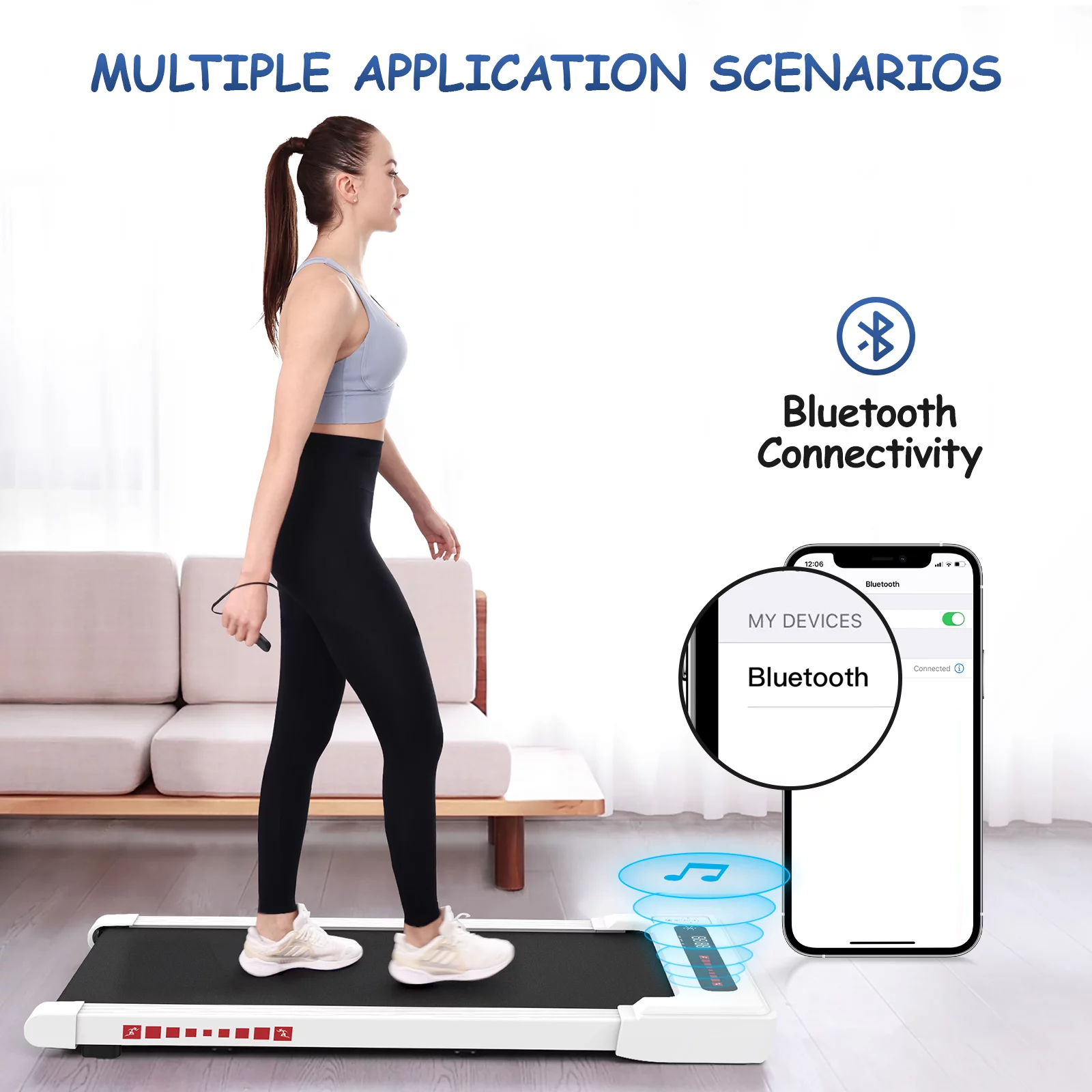 OBENSKY Walking Pad Treadmill Under Desk, White 2.25HP Portable Mini Treadmill w/ Remote Control - Womvr