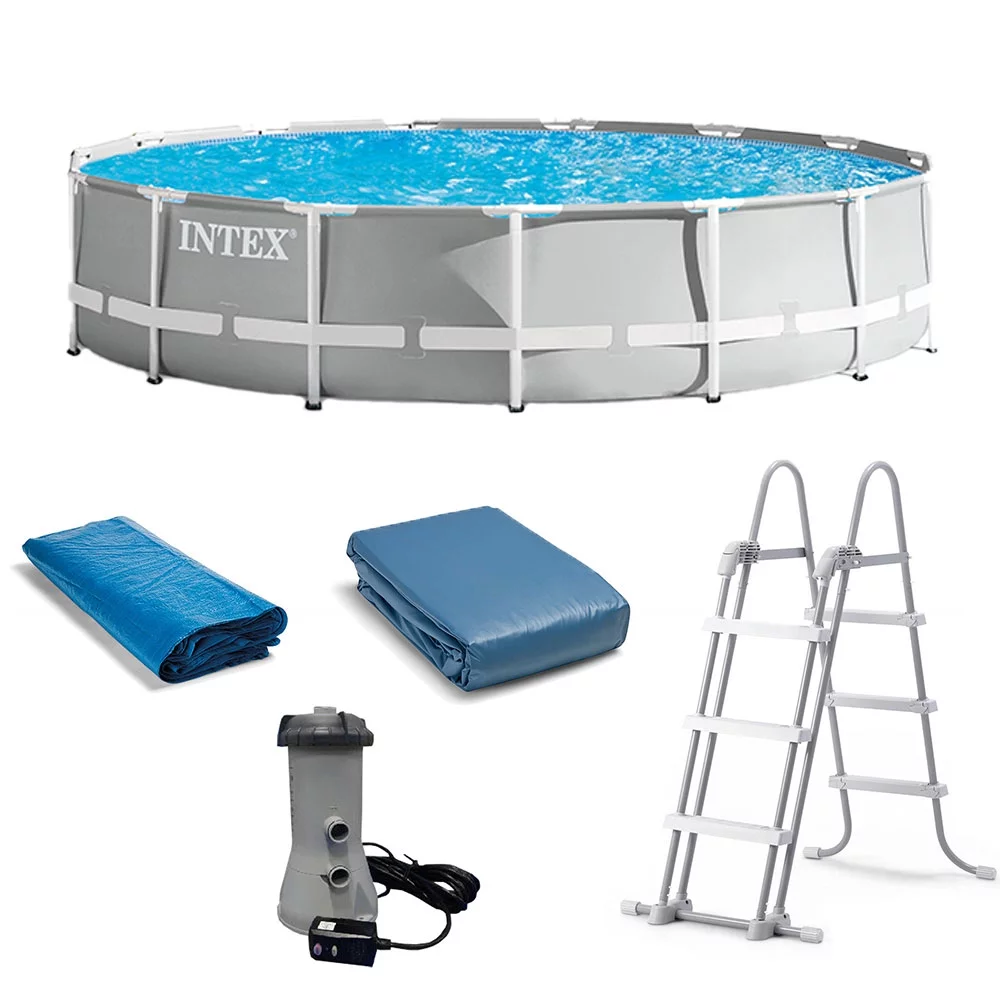 Intex 15 Foot x 42 Inch Prism Frame Above Ground Swimming Pool Set with Filter - Womvr