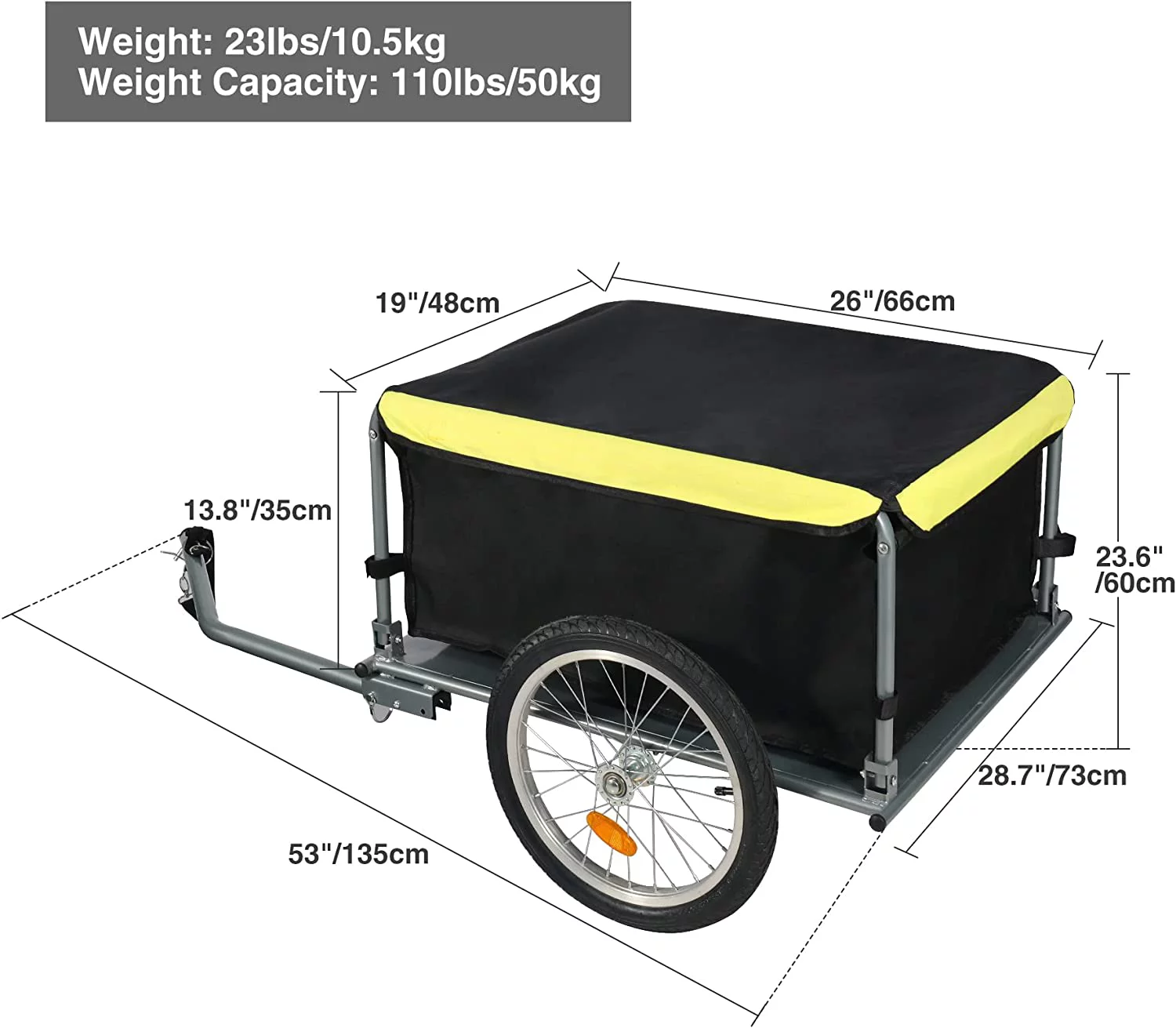 REDCAMP Bike Trailer Cargo Foldable, Bicycle Trailer with 16